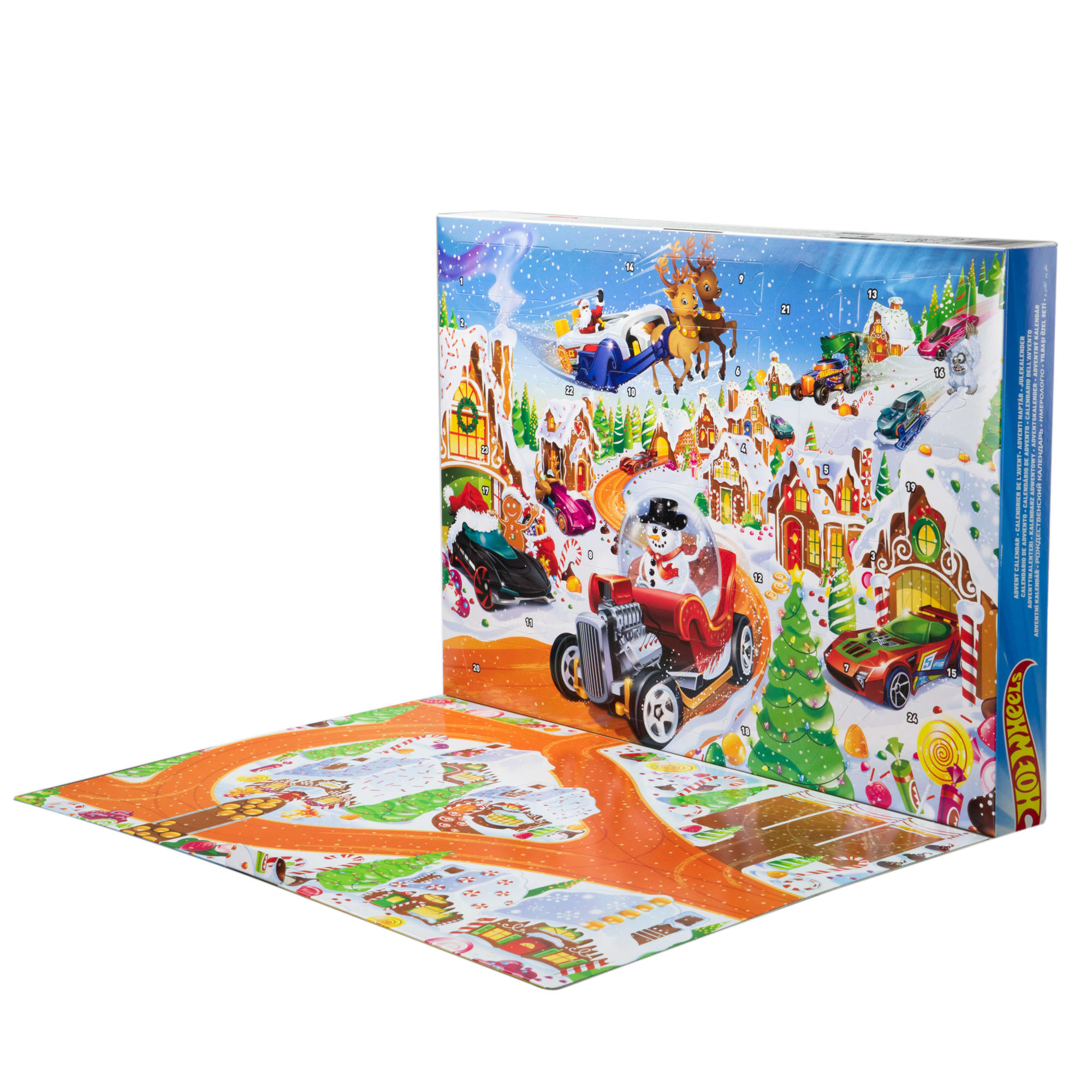 Hot Wheels 2025 Advent Calendar With 10 Toy Vehicles in 1:64 Scale & 24 Accessories - Image 2