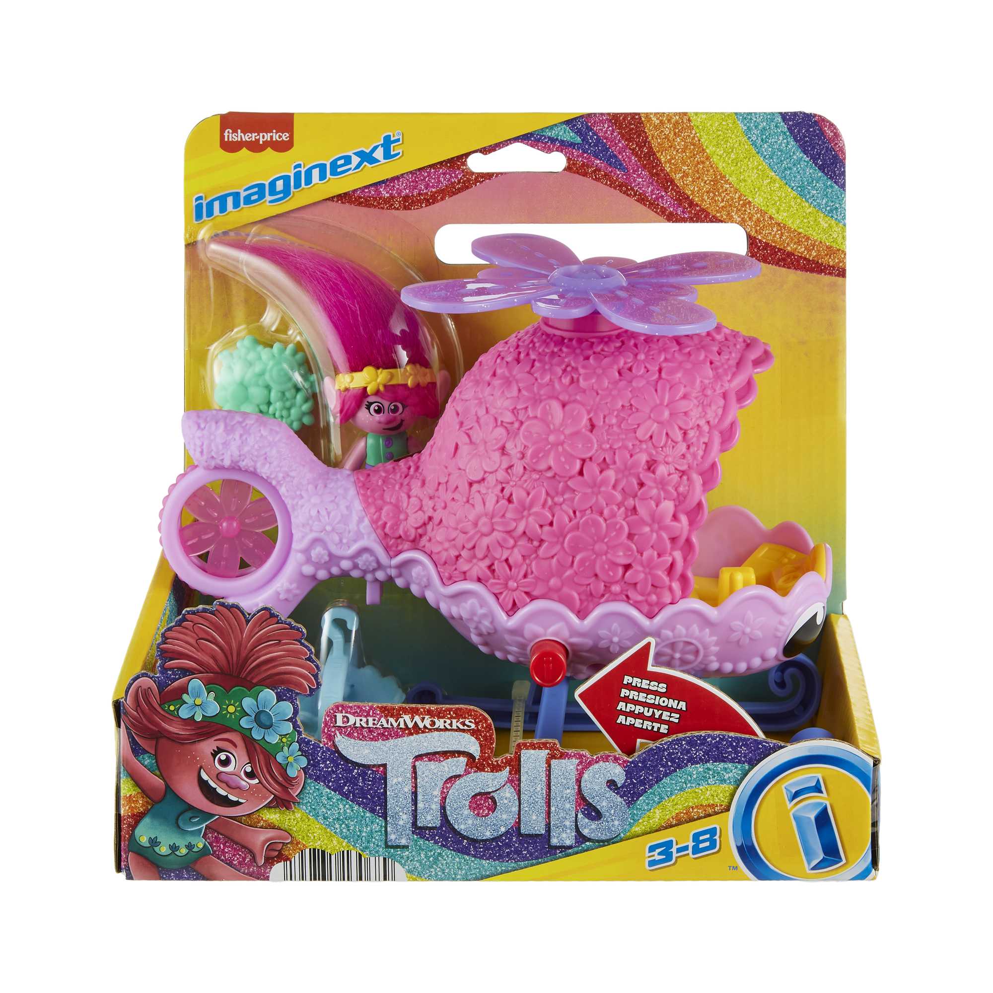 Imaginext Dreamworks Trolls L'Hélico de Poppy. Fig.. Véh.. 4 Élém. - Image 6