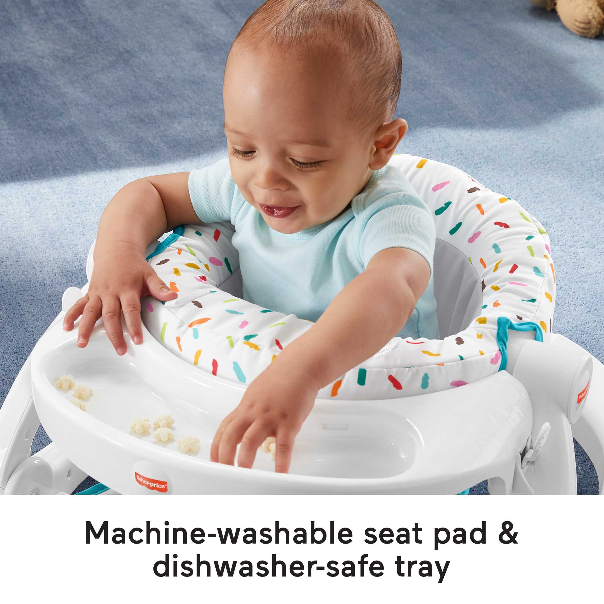 Fisher-Price Deluxe Sit-Me-Up Floor Seat Portable Baby Chair With Toy Bar. Rainbow Sprinkles - Image 5