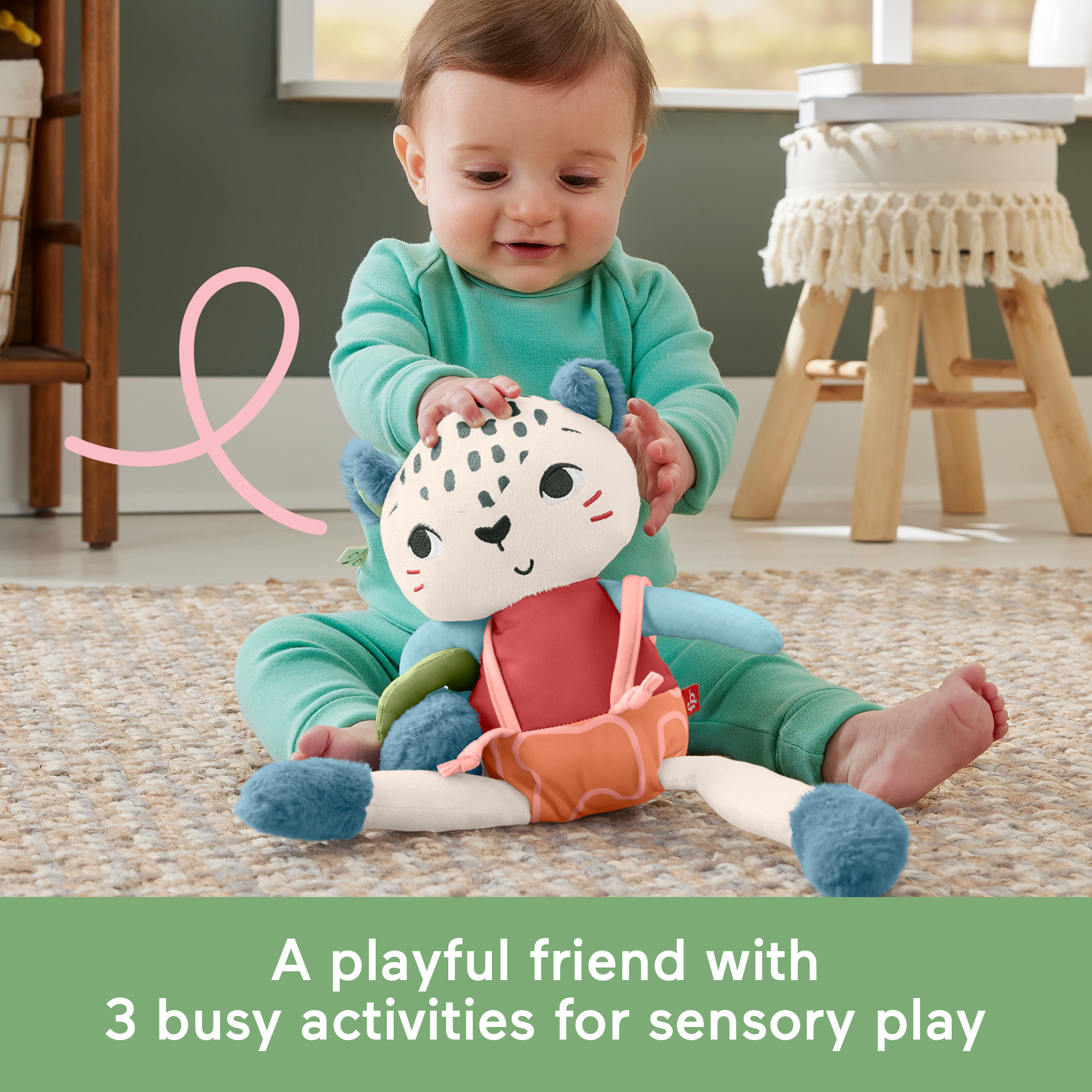 Fisher-Price Planet Friends Spotting Fun Snow Leopard Baby Sensory Toy - Image 3