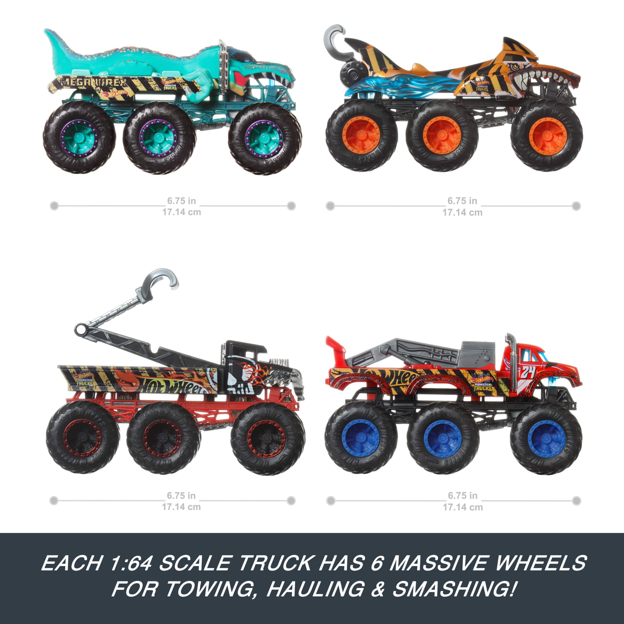 Hot Wheels Monster Trucks Big Rigs. 1:64 Scale Die-Cast Toy Truck With 6 Wheels - Image 5