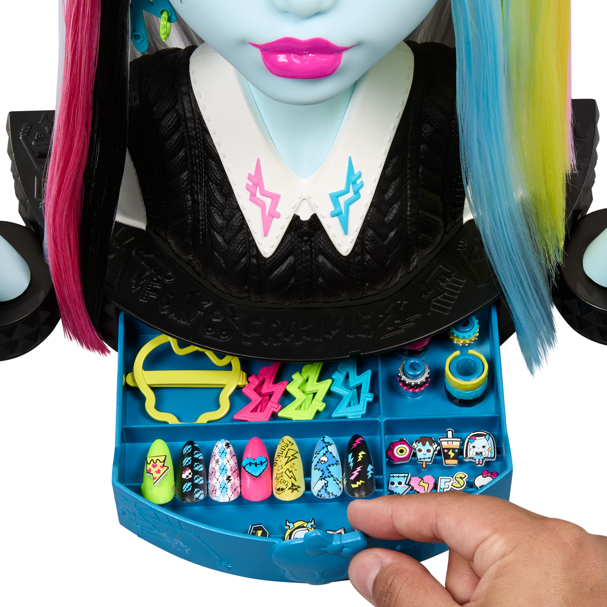 Monster High Tête à Coiffer de Poupée Frankie Stein. 65+ Accessoires - Image 4