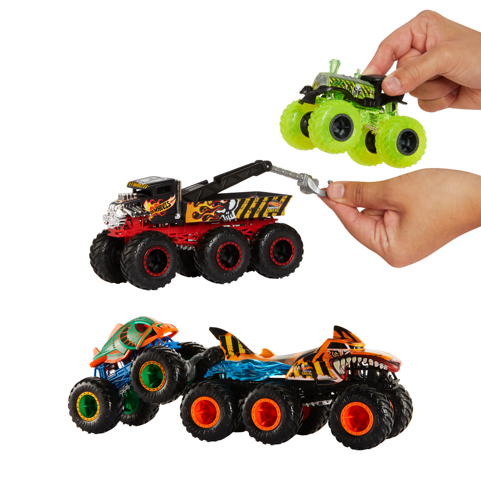 Hot Wheels Monster Trucks Veículo de Brinquedo Caminhões Reboque Surpresa Escala 1:64 - Image 3