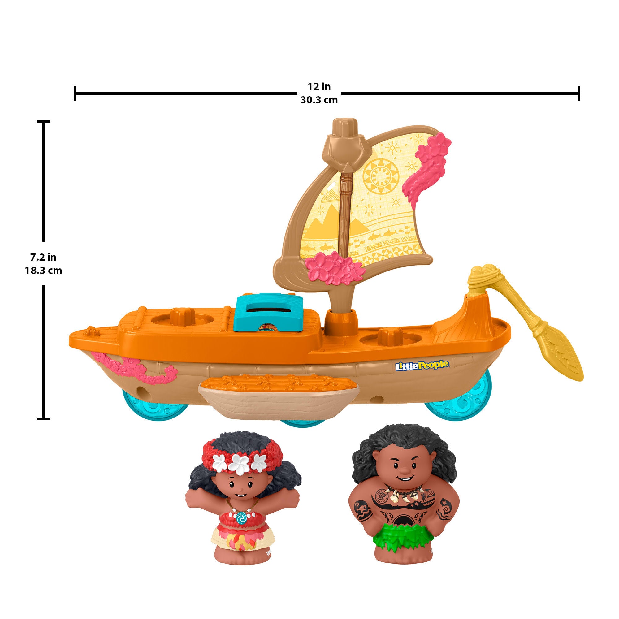 Disney Princess Moana Toys. Moana & Maui's Canoe. Fisher-Price Little People Toddler Toys - Image 5