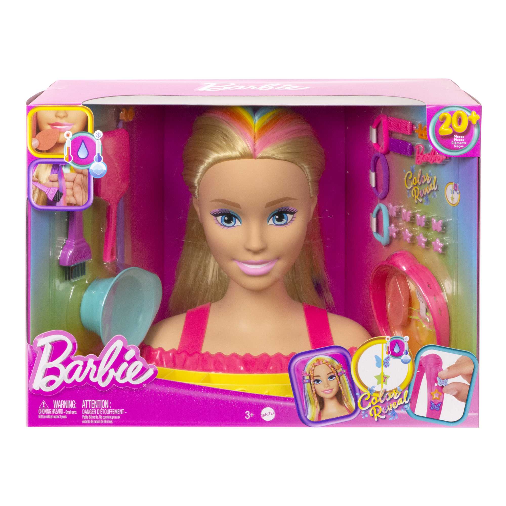 Barbie Deluxe Styling Head. Barbie Totally Hair. Blonde Rainbow Hair - Image 5