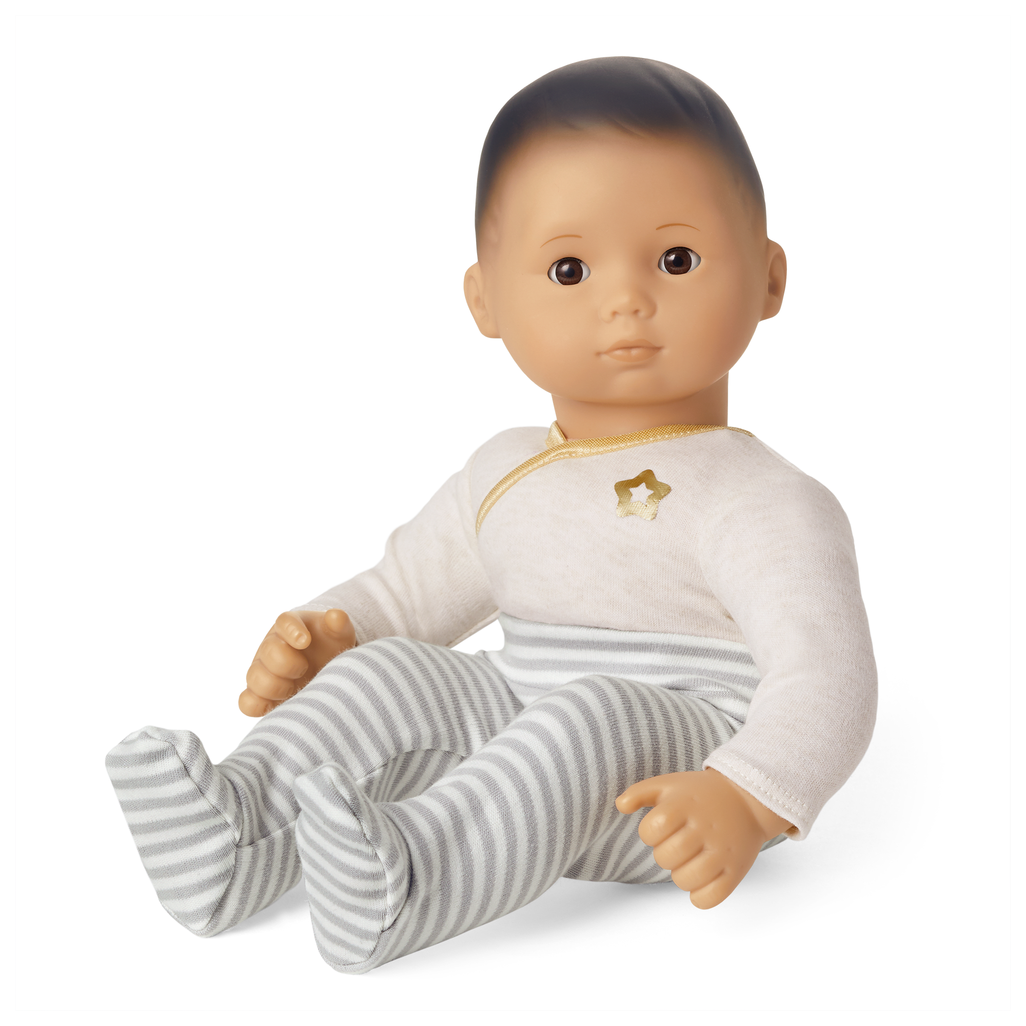 Bitty Baby® Doll #4 with black hair in Cloud Gray