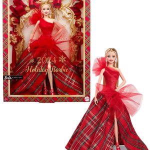 Barbie Signature 2024 Holiday Barbie Fashion Doll. Seasonal Collector Gift. Blonde With Plaid Gown
