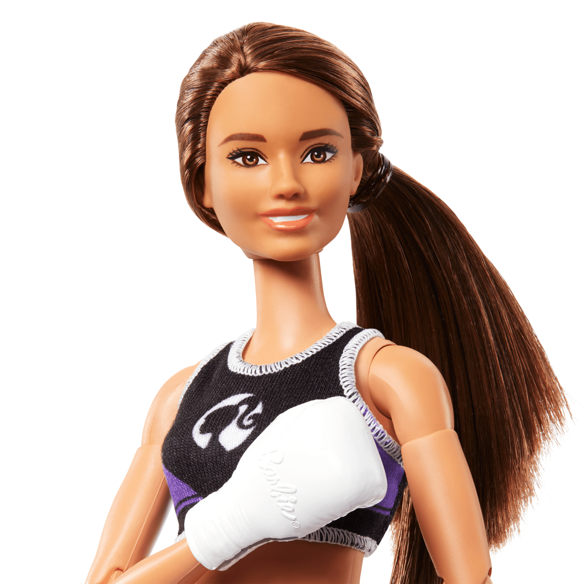 Barbie Made To Move Boxer Doll & Accessories. Brunette Doll Wearing Uniform With Boxing Gloves - Image 2