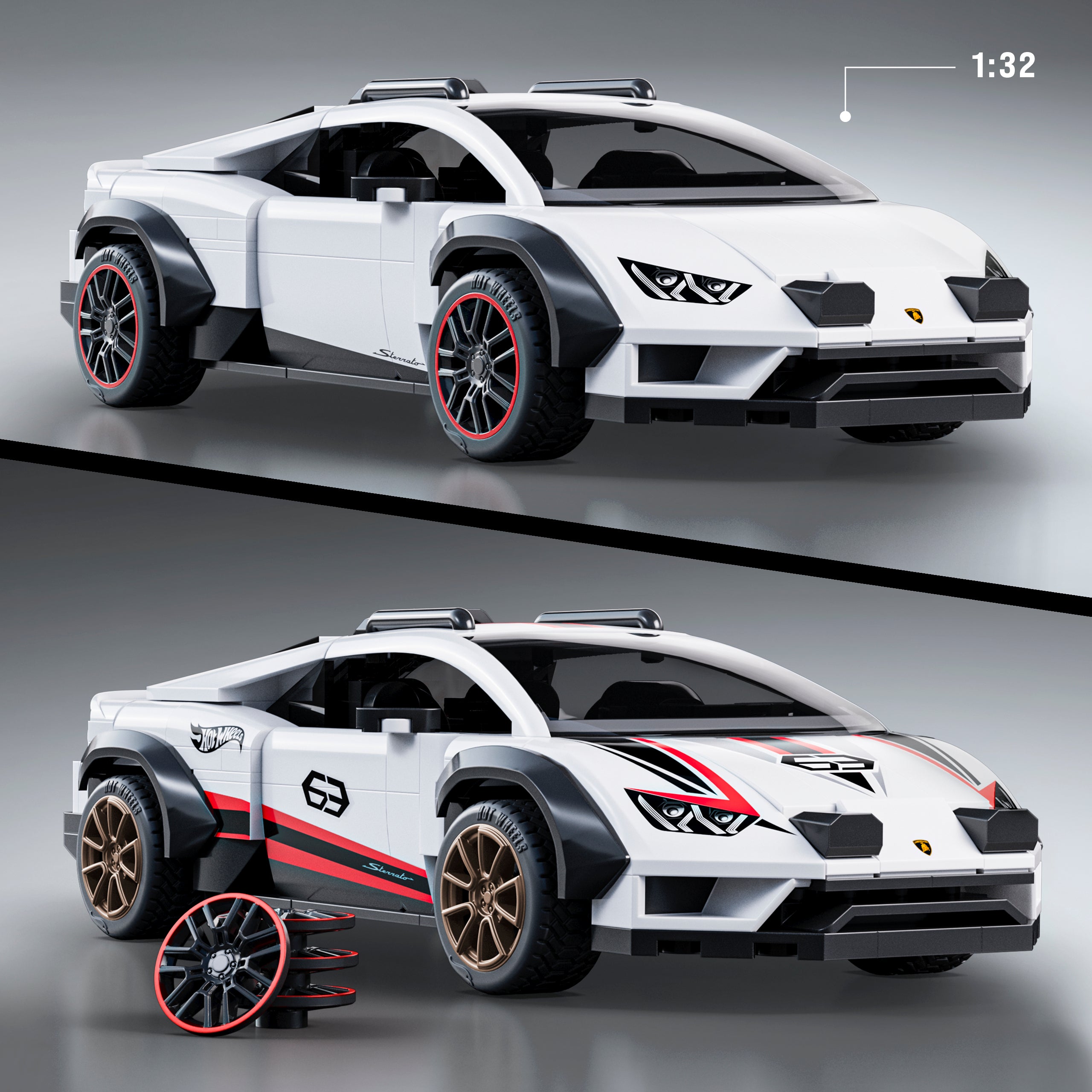 Mattel Brick Shop Hot Wheels Lamborghini Huracan Sterrato Building Toy Kit - Image 3