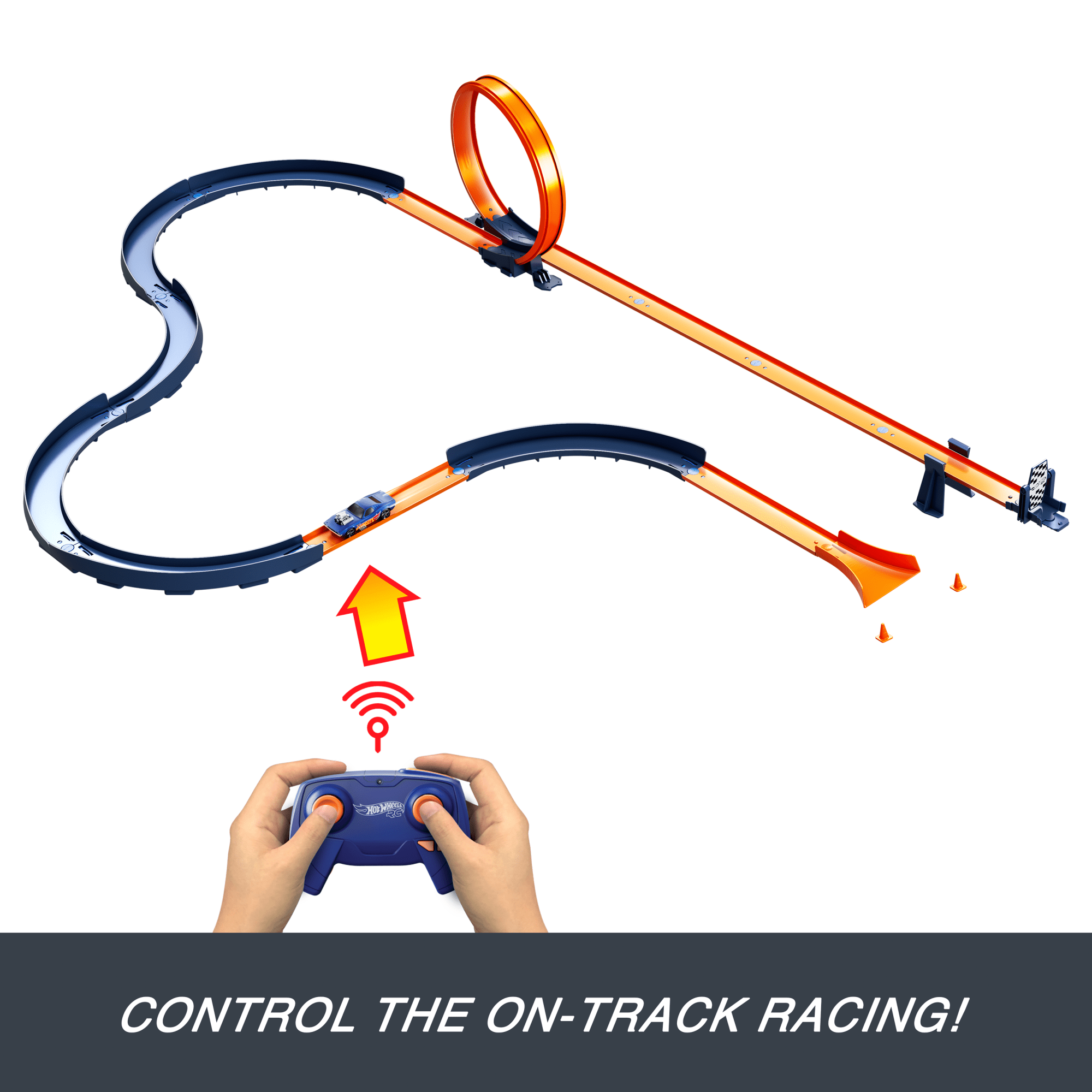 Hot Wheels RC Speed Challenge Track Set & Battery-Powered Remote-Control 1:64 Scale Toy Car. 30+ Pieces Of Track - Image 3