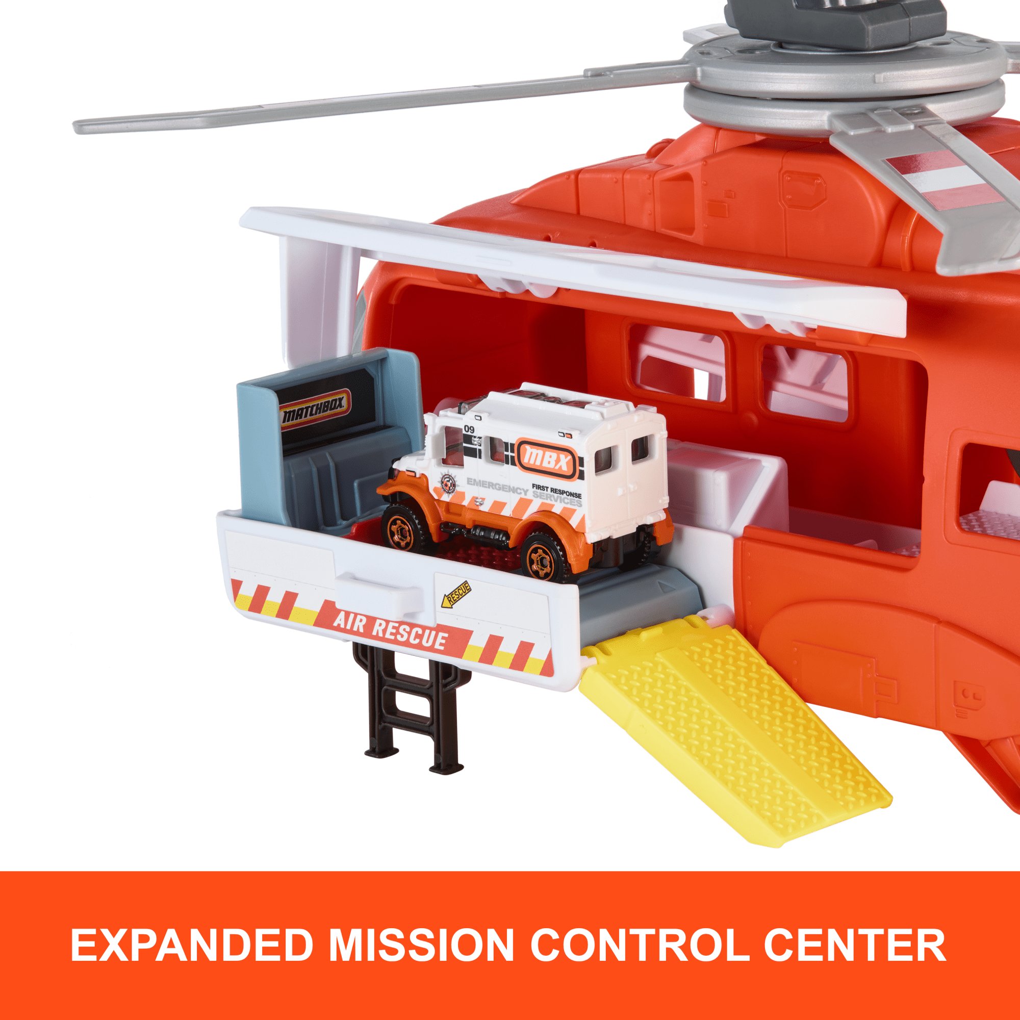 Matchbox Action Drivers Matchbox Rescue Helicopter.16-in Large-Scale Helicopter With 1:64 Scale Die-Cast Toy Ambulance - Image 3
