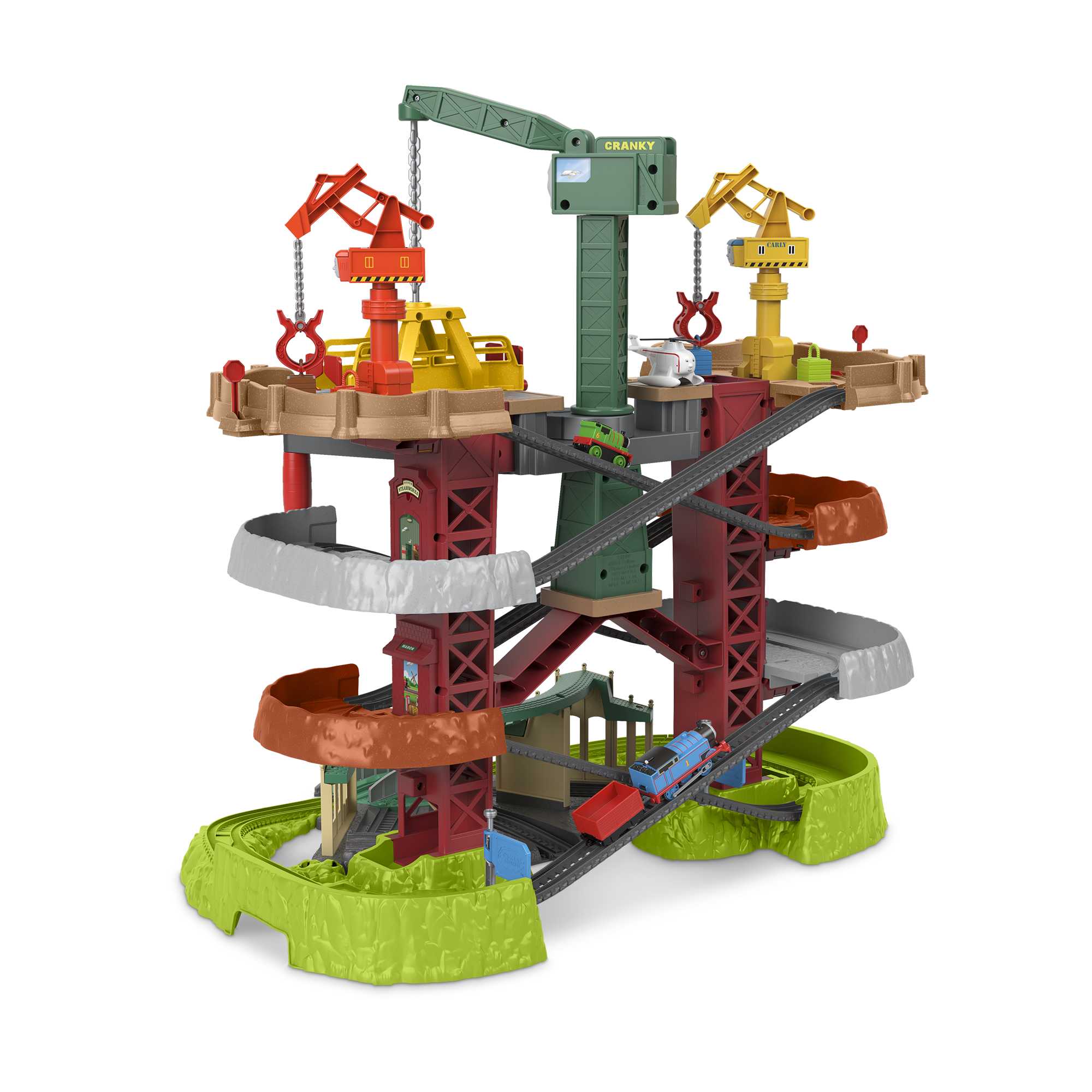 Thomas And Friends Multi-Level Train Set With Spinning Turntable. Trains & Cranes Super Tower - Image 6