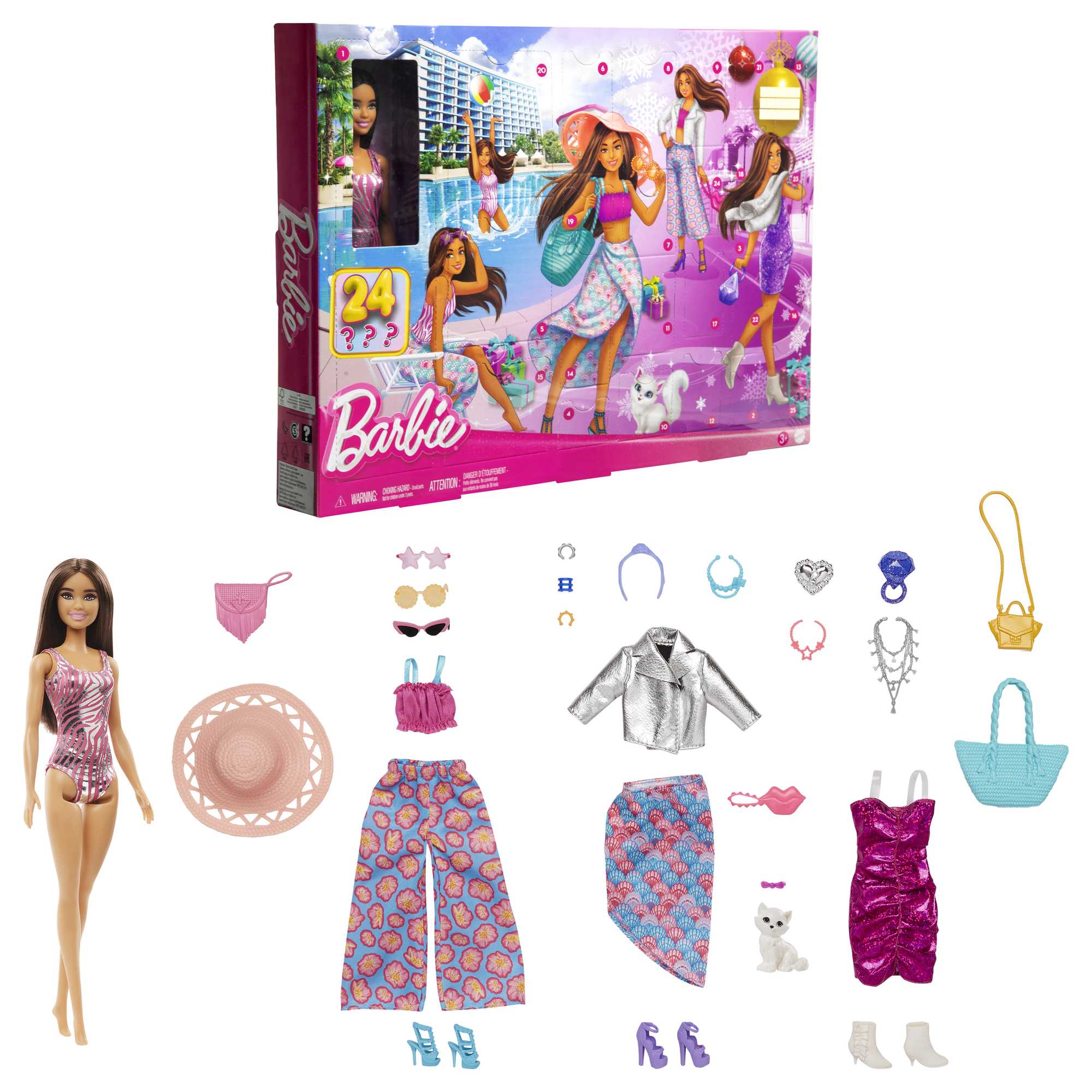 Barbie-Calendrier de L'Avent-Poupée et 24 Vêtements et Accessoires