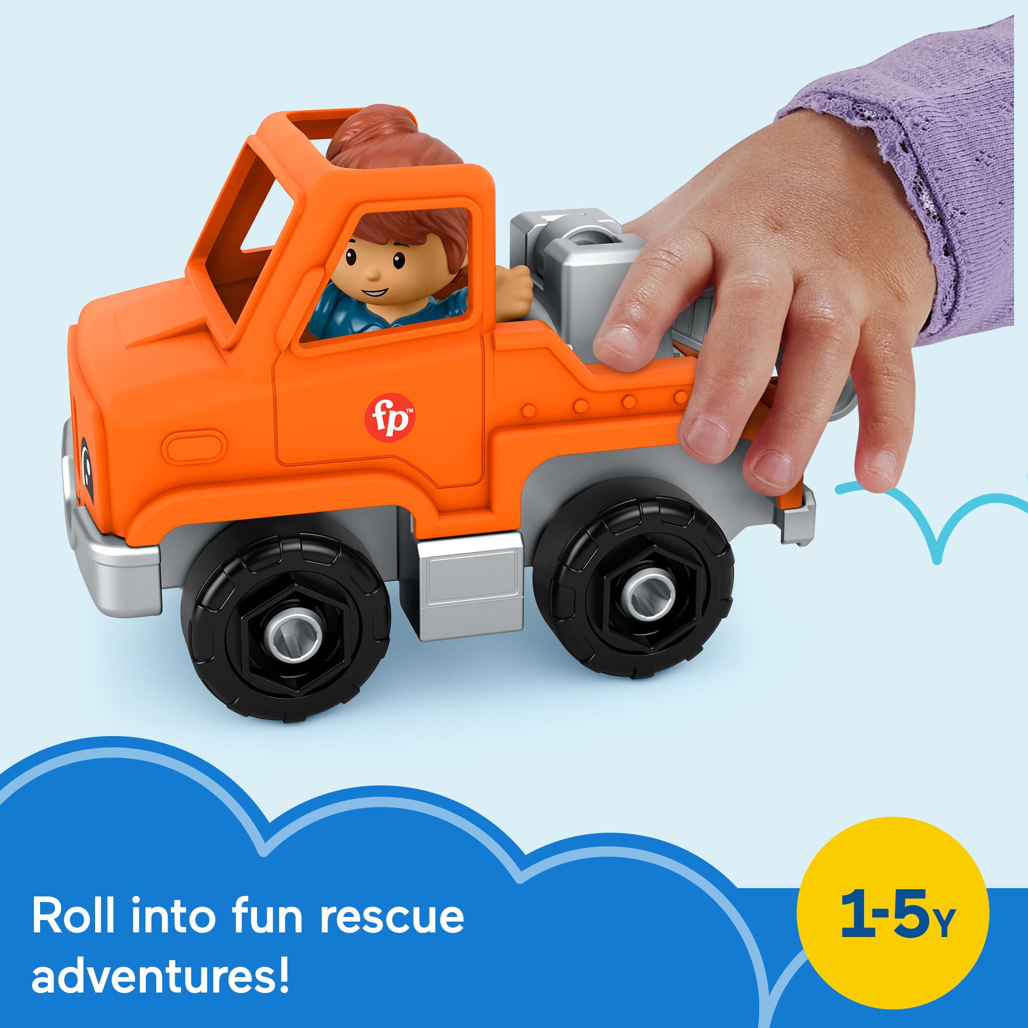 Fisher-Price Little People Help And Go Tow Truck & Figure Set For Toddlers. 2 Pieces - Image 6