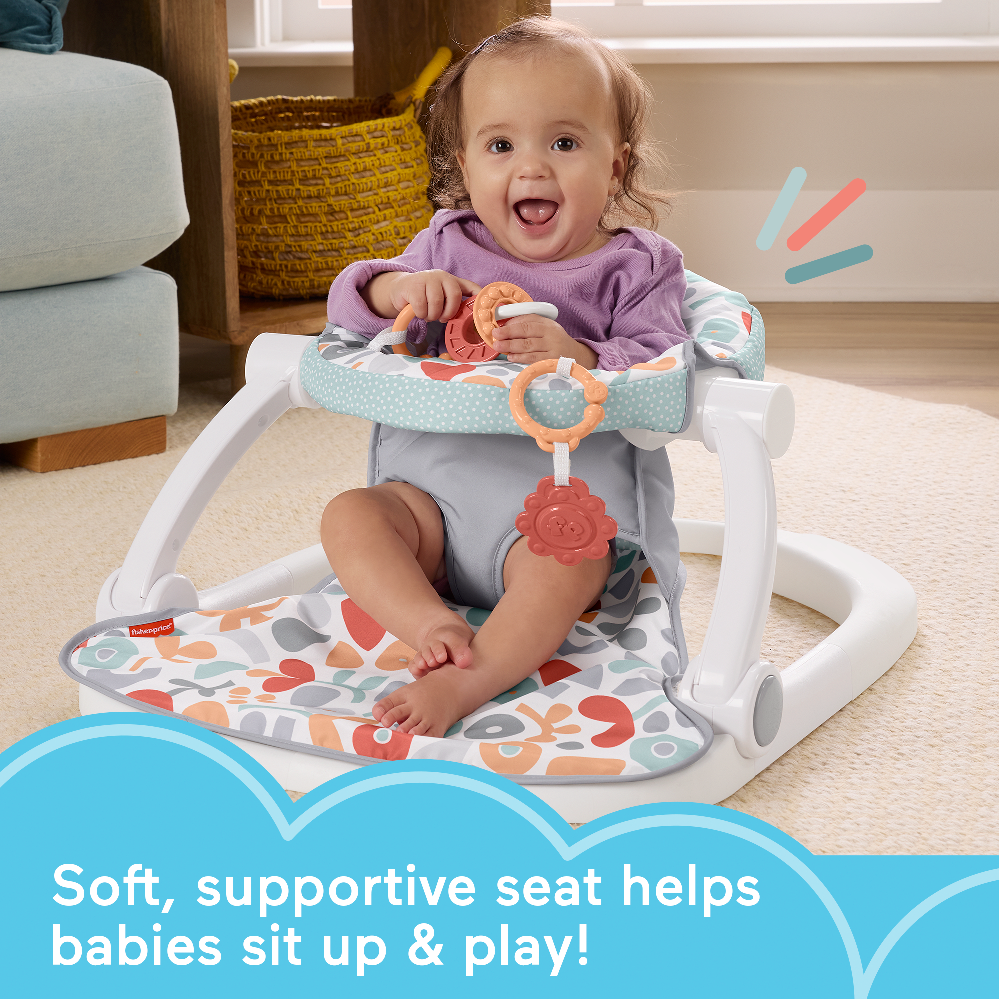 Fisher-Price Portable Baby Chair With Toys. Sit-Me-Up Floor Seat. Fresh Floral - Image 2