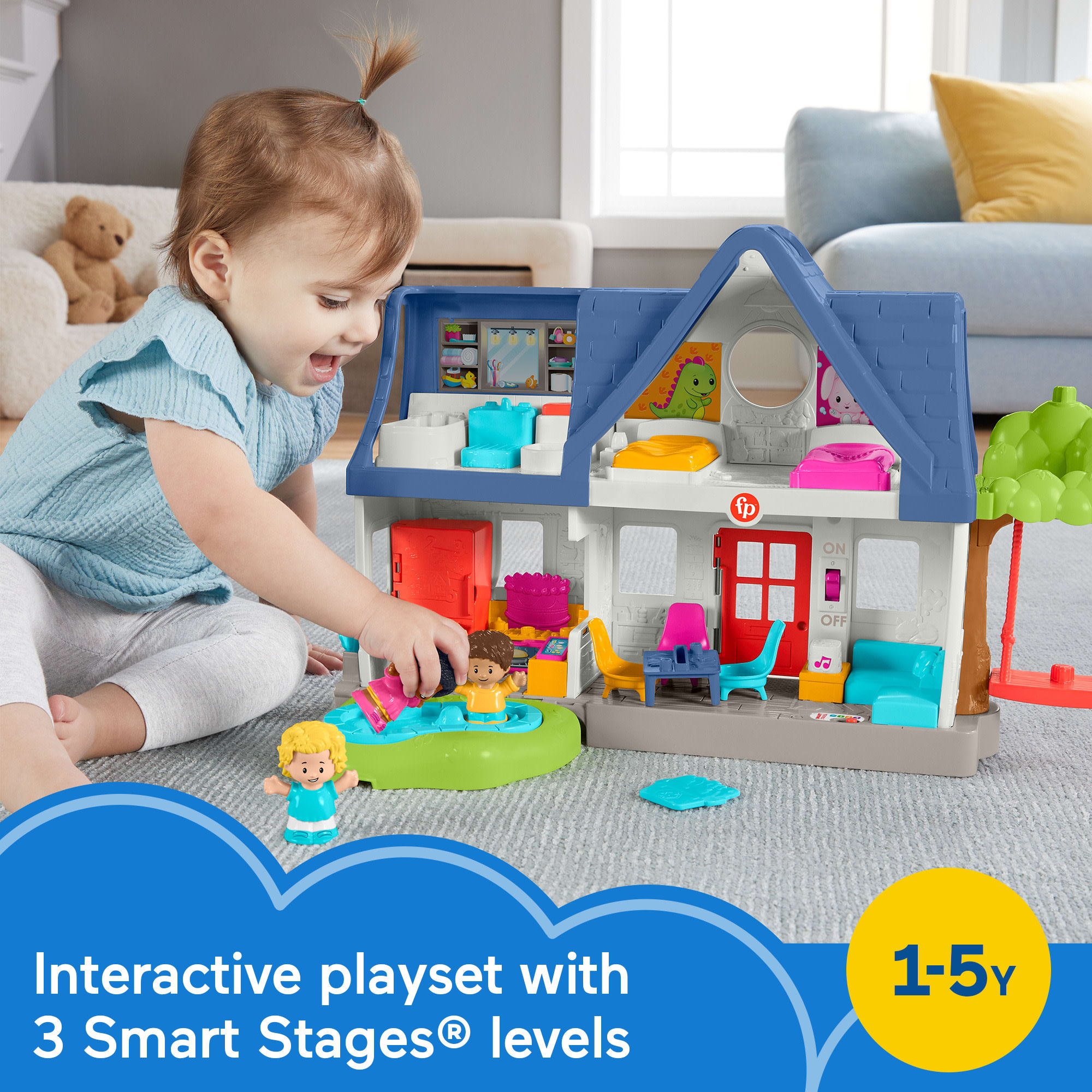 Fisher-Price Little People Friends Together Play House Toddler Learning Playset. 10 Pieces - Image 2