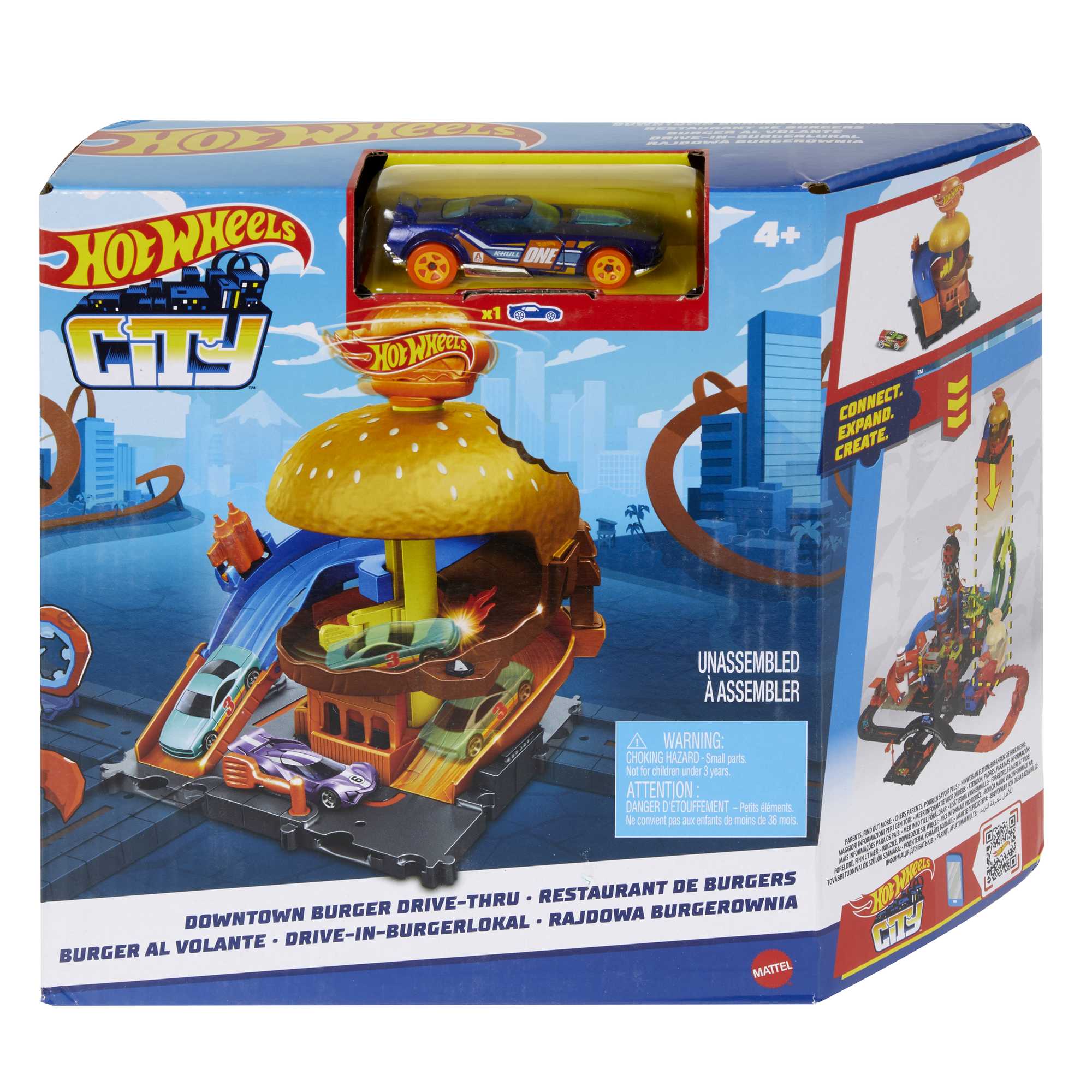 Hot Wheels City Burger Drive-Thru Playset. With 1 Toy Car