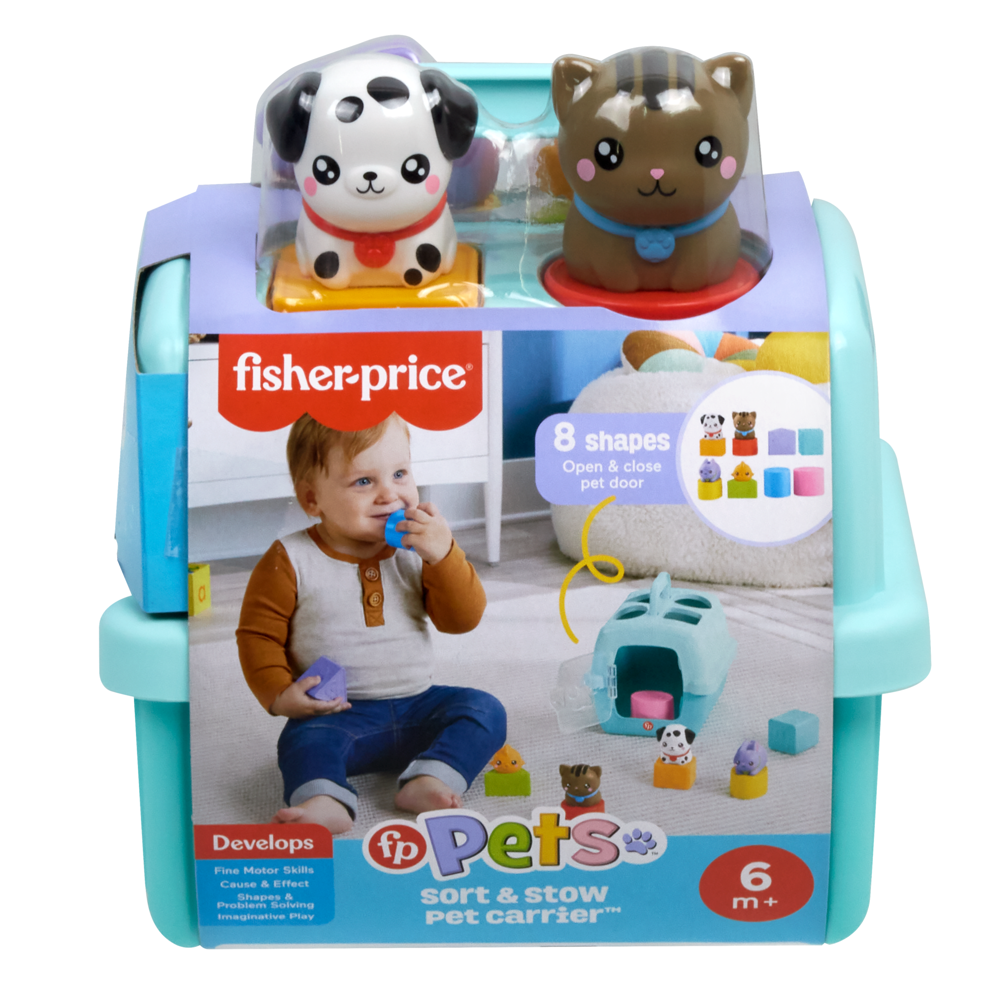 Fisher-Price Fp Pets Sort & Stow Pet Carrier Baby & Toddler Shape Sorting Toy. 8 Blocks - Image 6