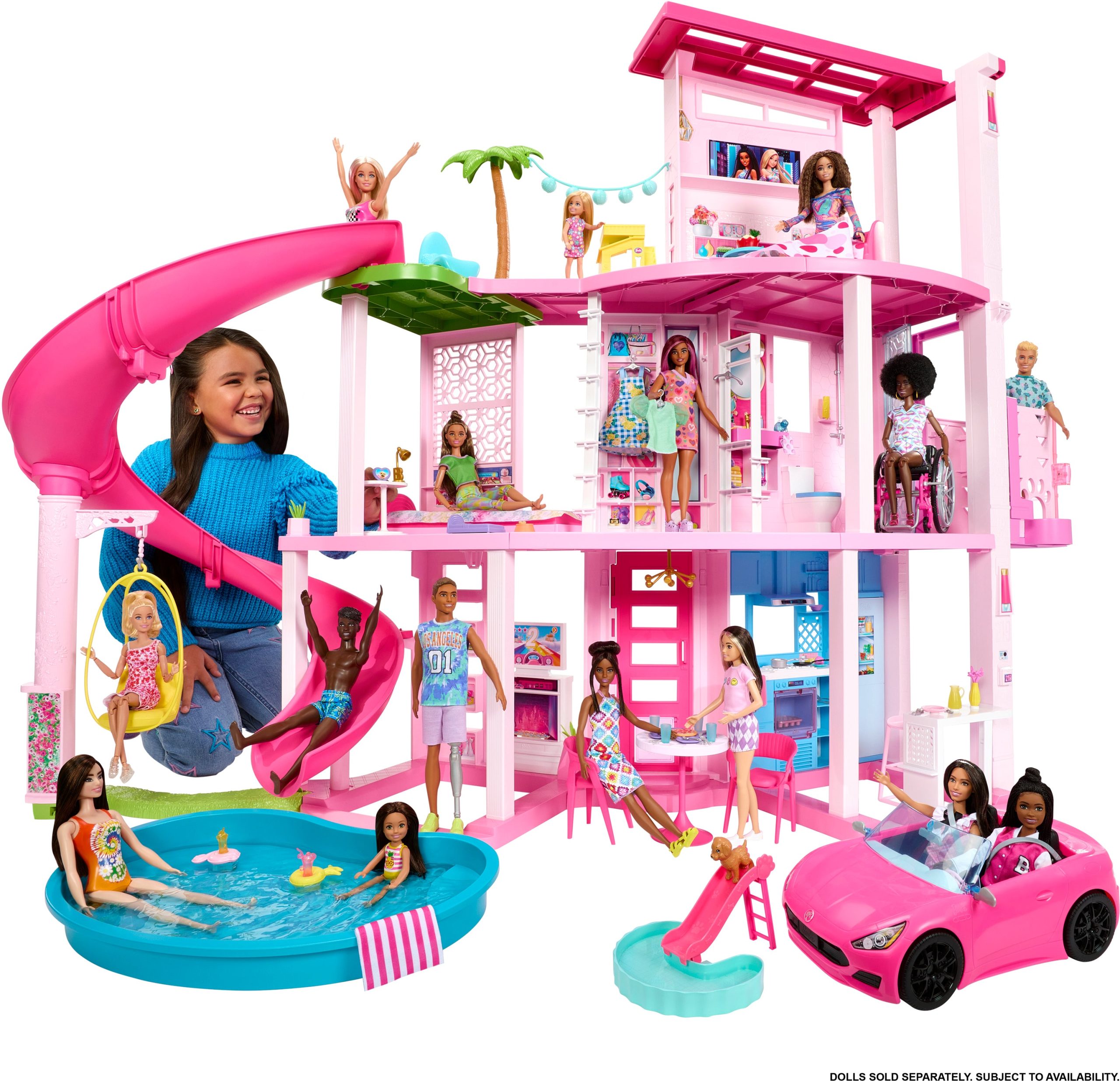 Barbie Dreamhouse. Pool Party Doll House With 75+ Pieces And 3-Story Slide. Barbie House Playset. Pet Elevator And Puppy Play Areas - Image 2