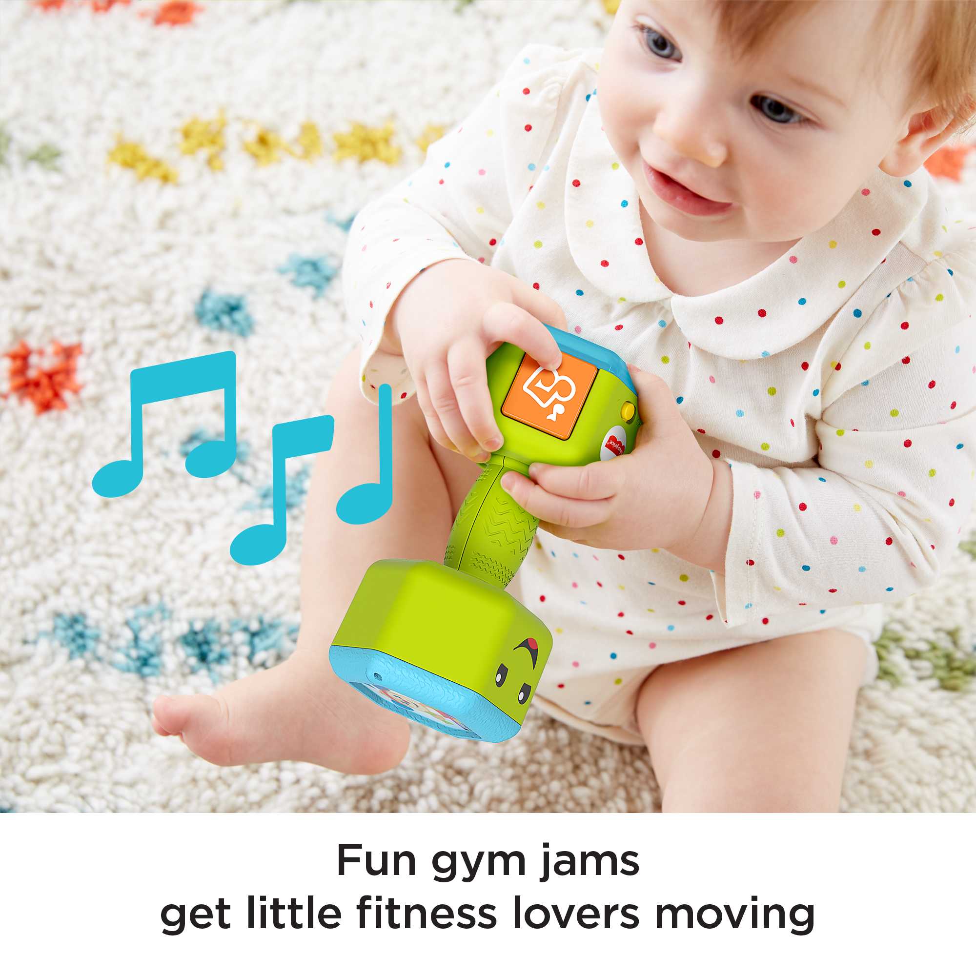 Fisher-Price Laugh & Learn Countin' Reps Dumbbell Musical Rattle Toy For Infant & Toddler - Image 5