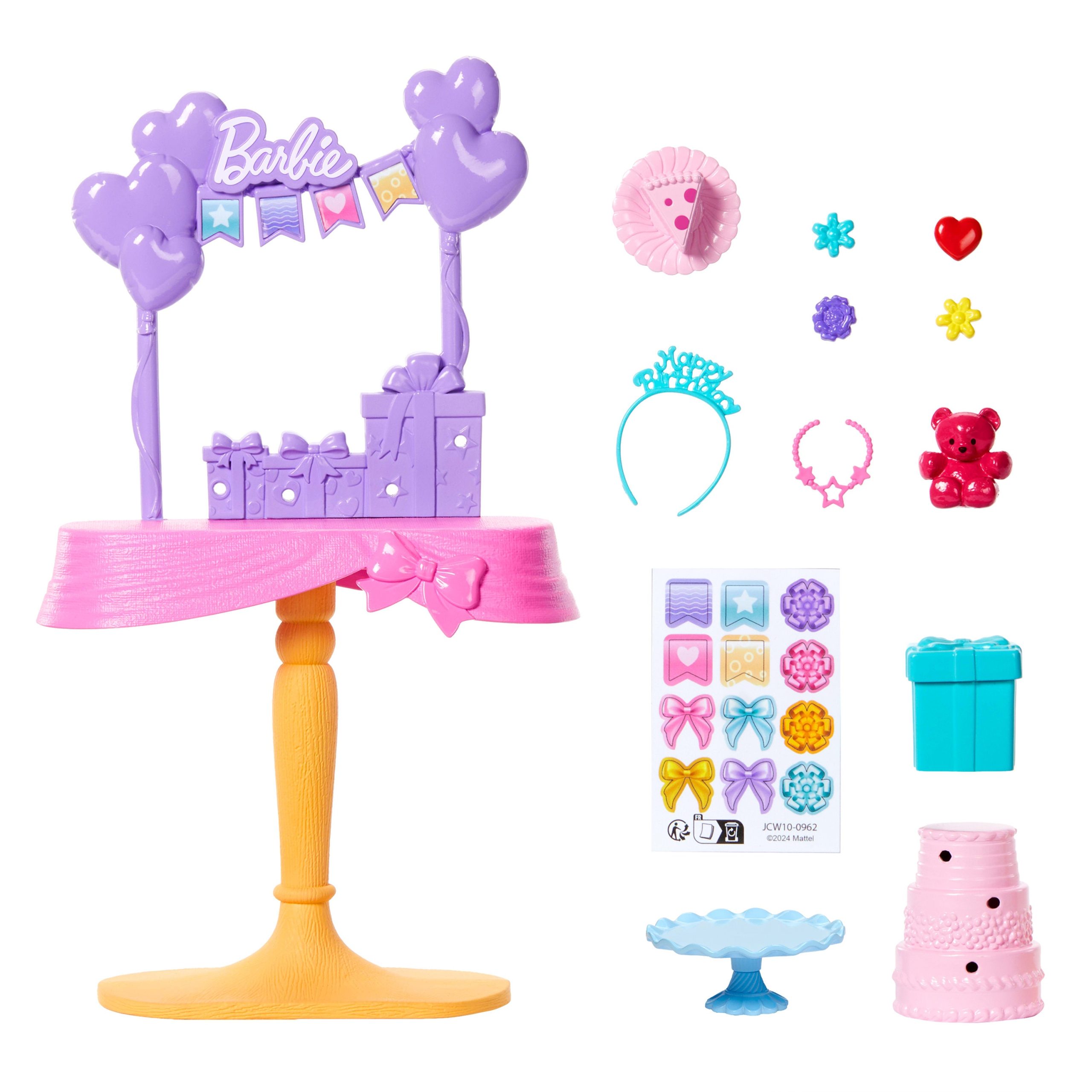 Barbie World Birthday Party Set With Doll Accessories Including Cake. Presents. & Sticker Sheet - Image 5