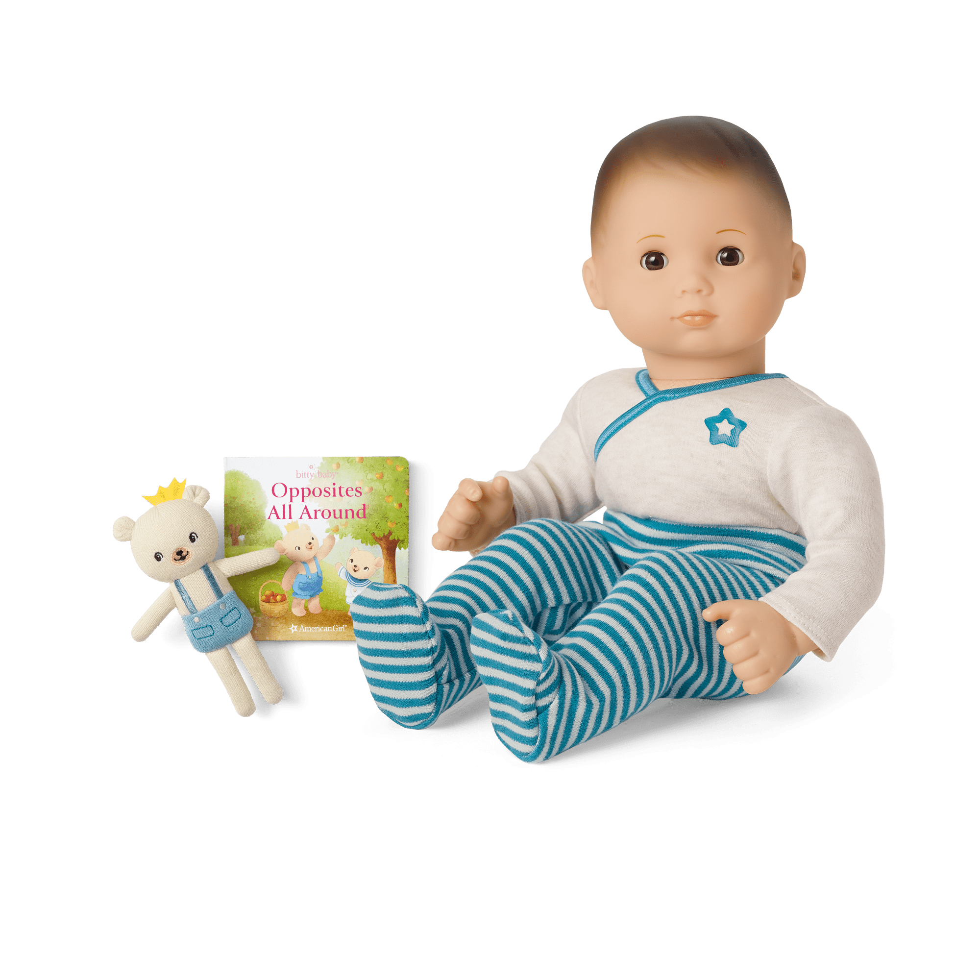 Bitty Baby® Doll #2 in Soft Blue + Bear Friend & Board Book