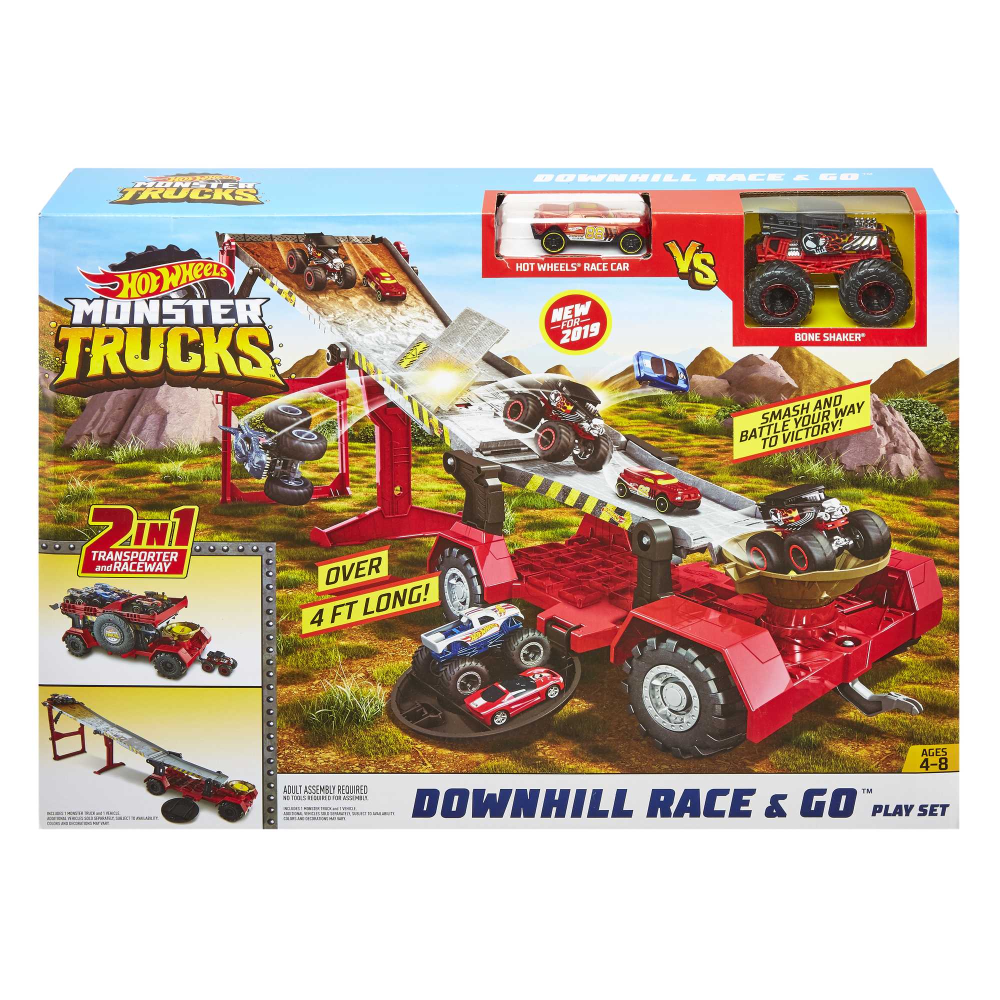 Hot Wheels Monster Trucks. Transporter And Track With 1:64 Scale Toy Truck - Image 6