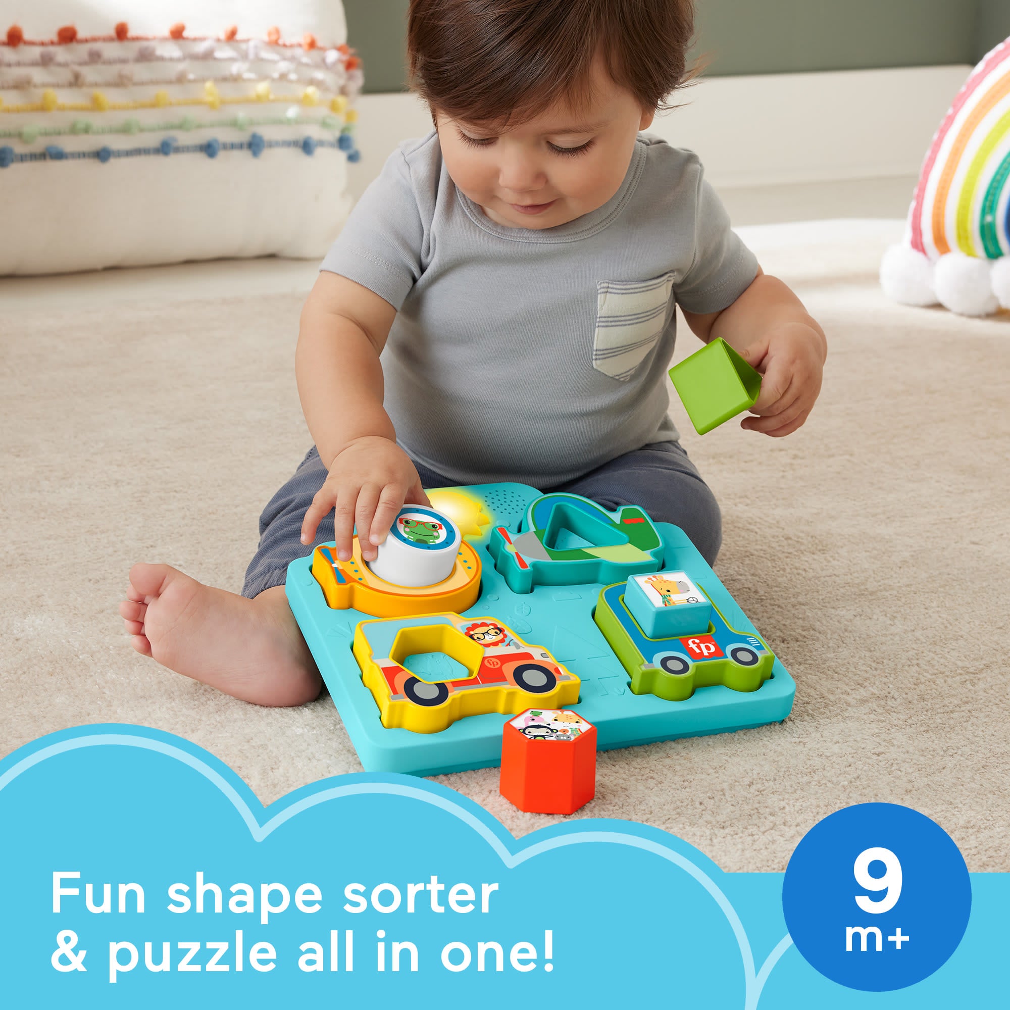 Fisher-Price Shapes & Sounds Vehicle Puzzle Baby Sorting Toy With Music & Lights - Image 2