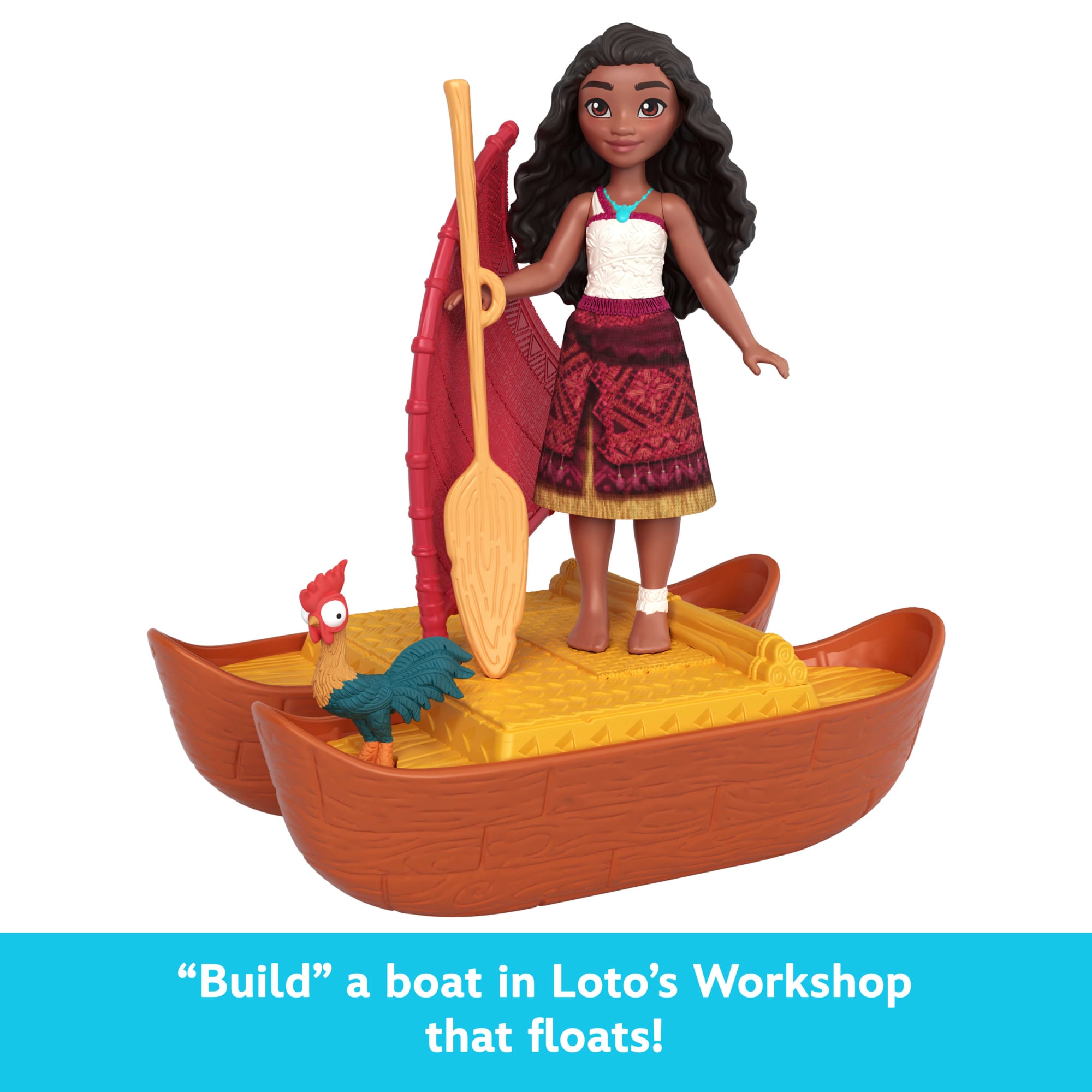 Disney Moana 2 Toys. Moana & Loto's Workshop Playset. 2 Small Dolls. Friend Figure. Boat & Accessories - Image 3
