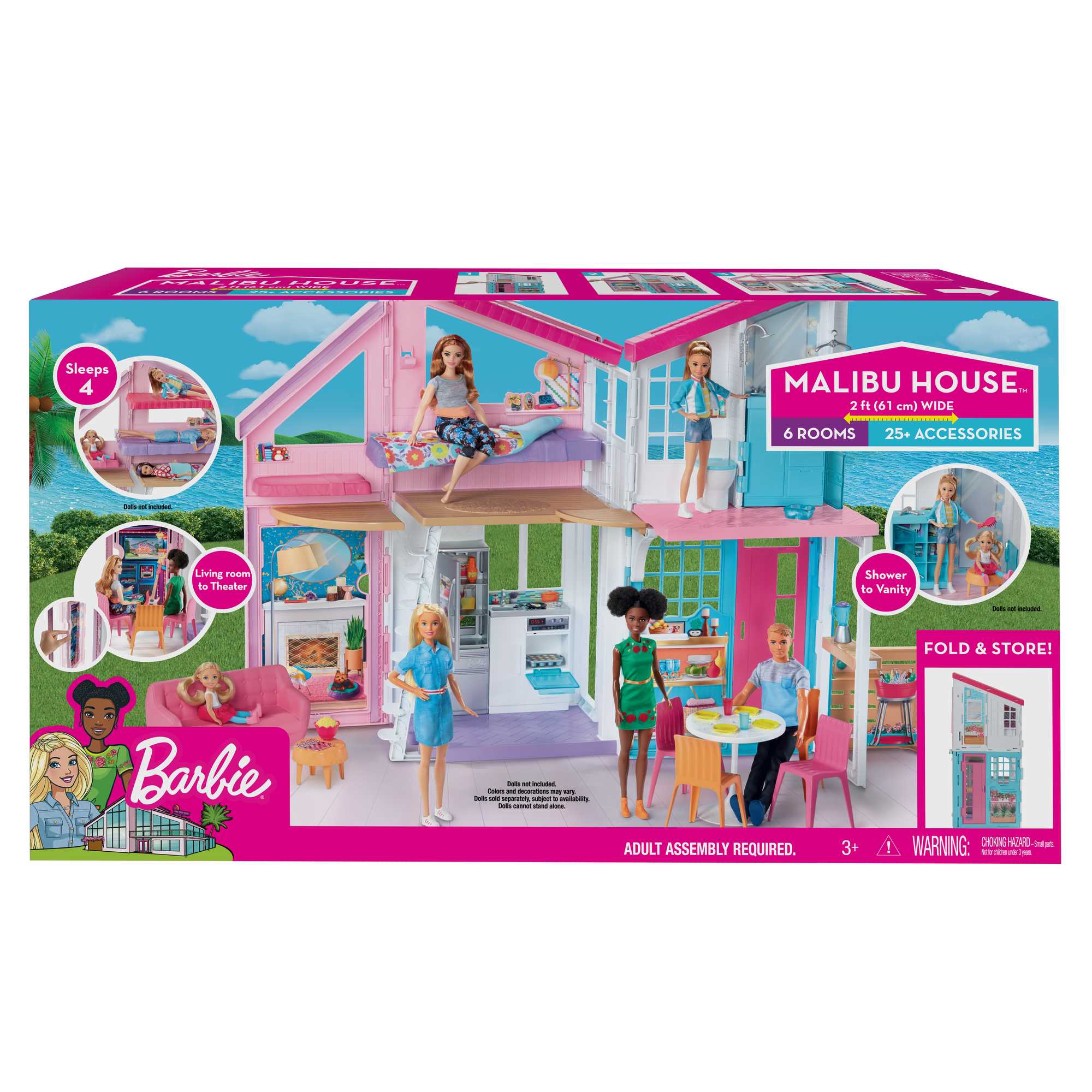 Barbie Malibu House Dollhouse Playset With 25+ Furniture And Accessories (6 Rooms) - Image 6