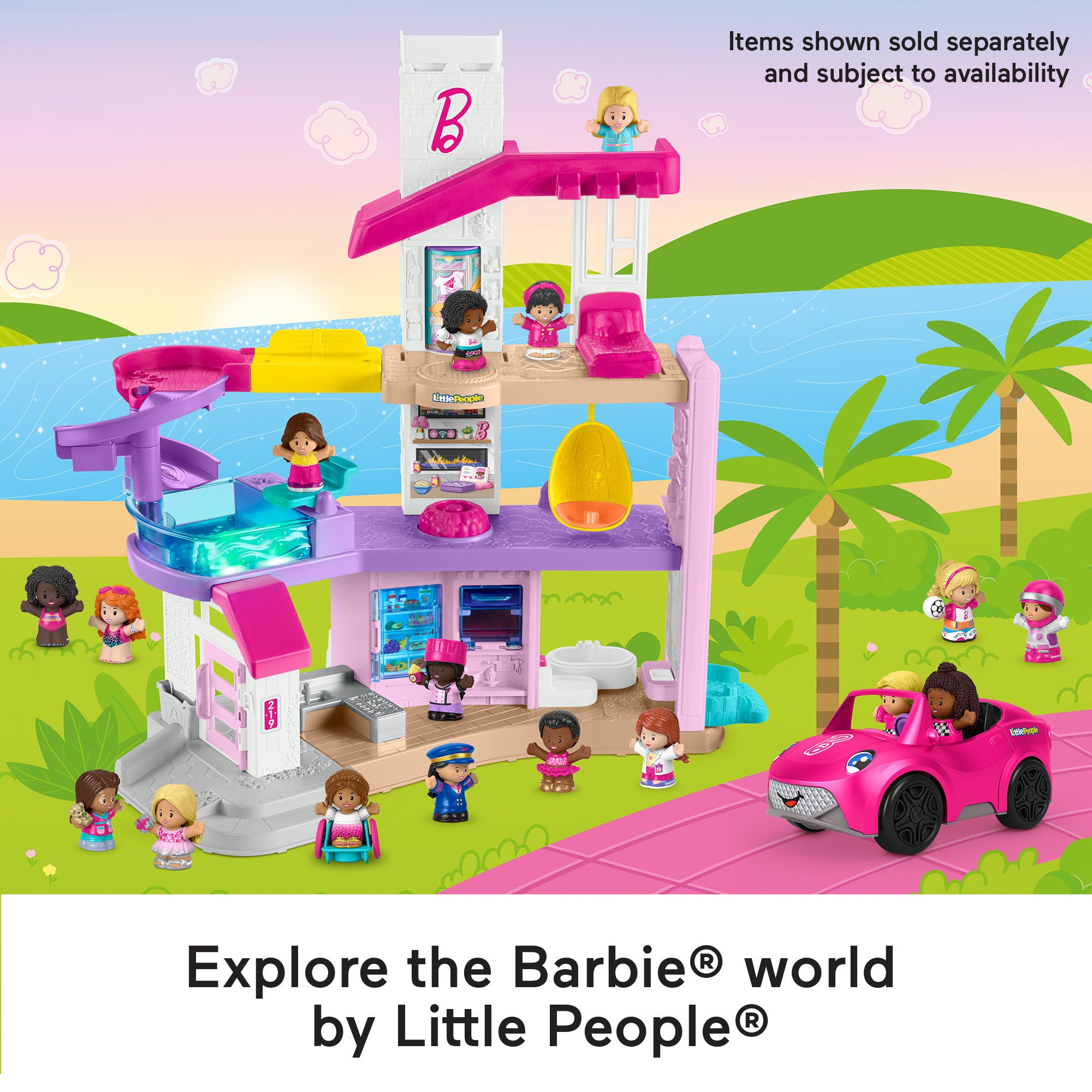 Fisher-Price Little People Barbie Little Dreamhouse Toddler Playset With Music & Lights. 7 Pieces - Image 6