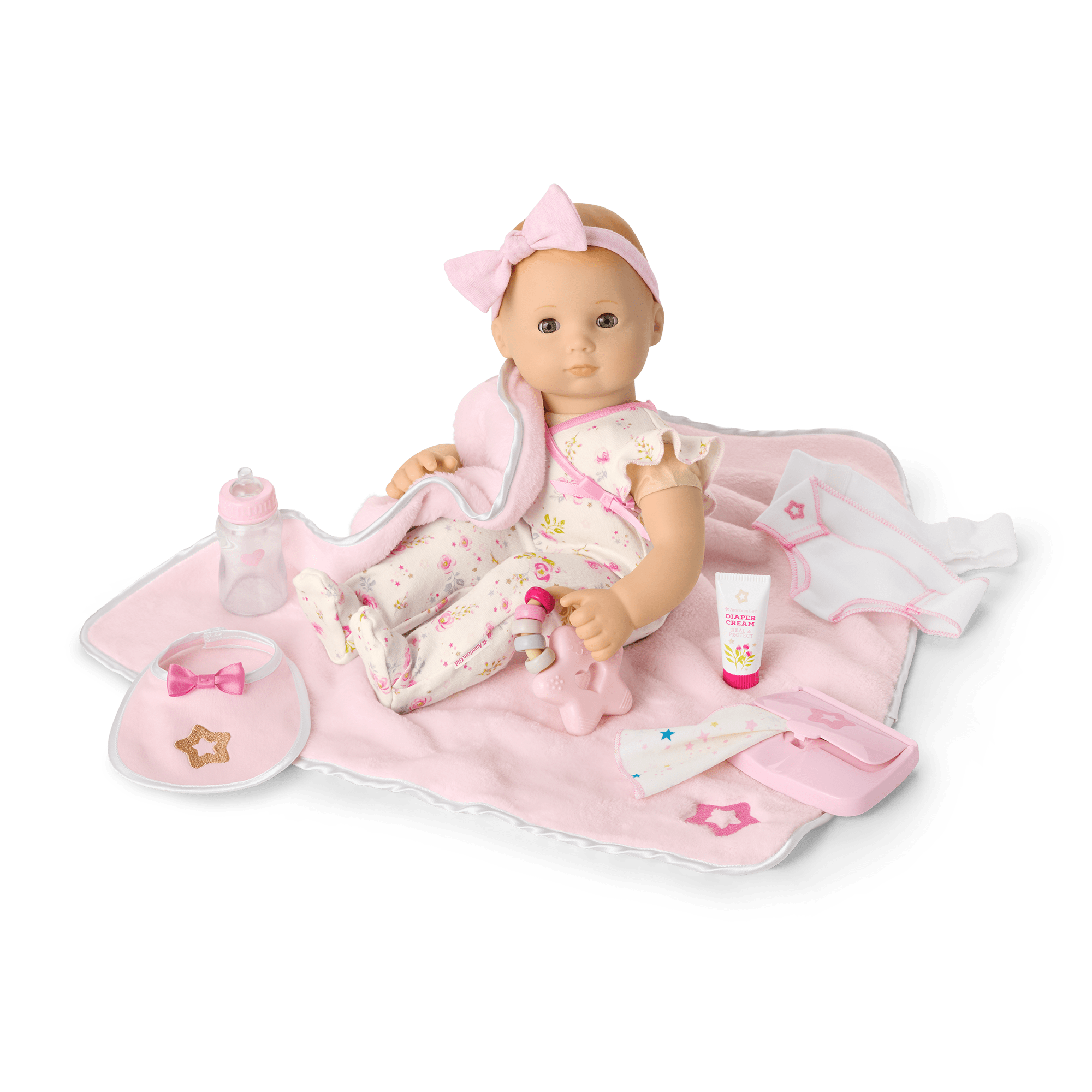 Bitty Baby® Doll #6 with red hair Care & Play Set