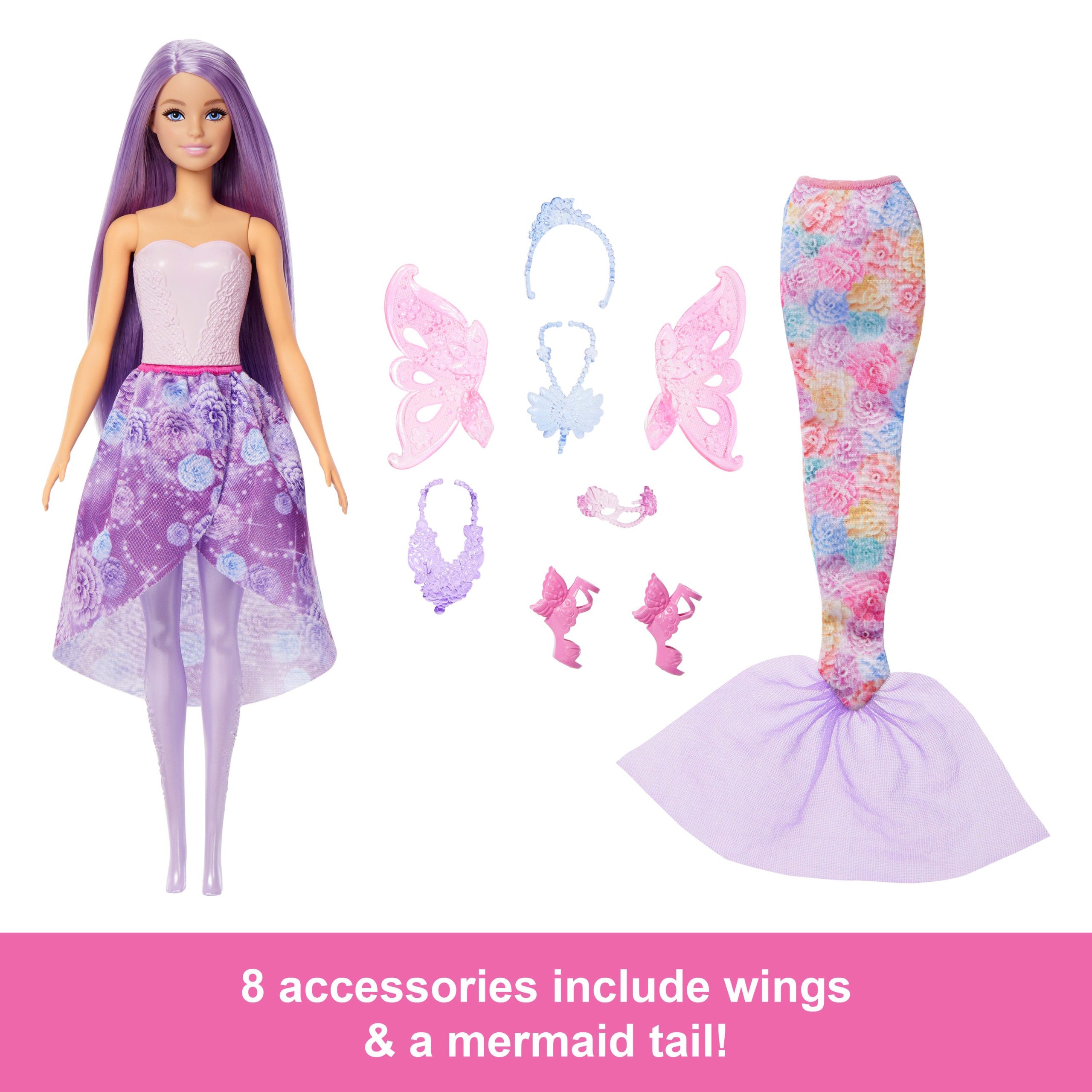 Barbie Doll Fantasy Fashion Pack With Accessories Including Mermaid Tail. Fairy Wings. & Necklaces - Image 4