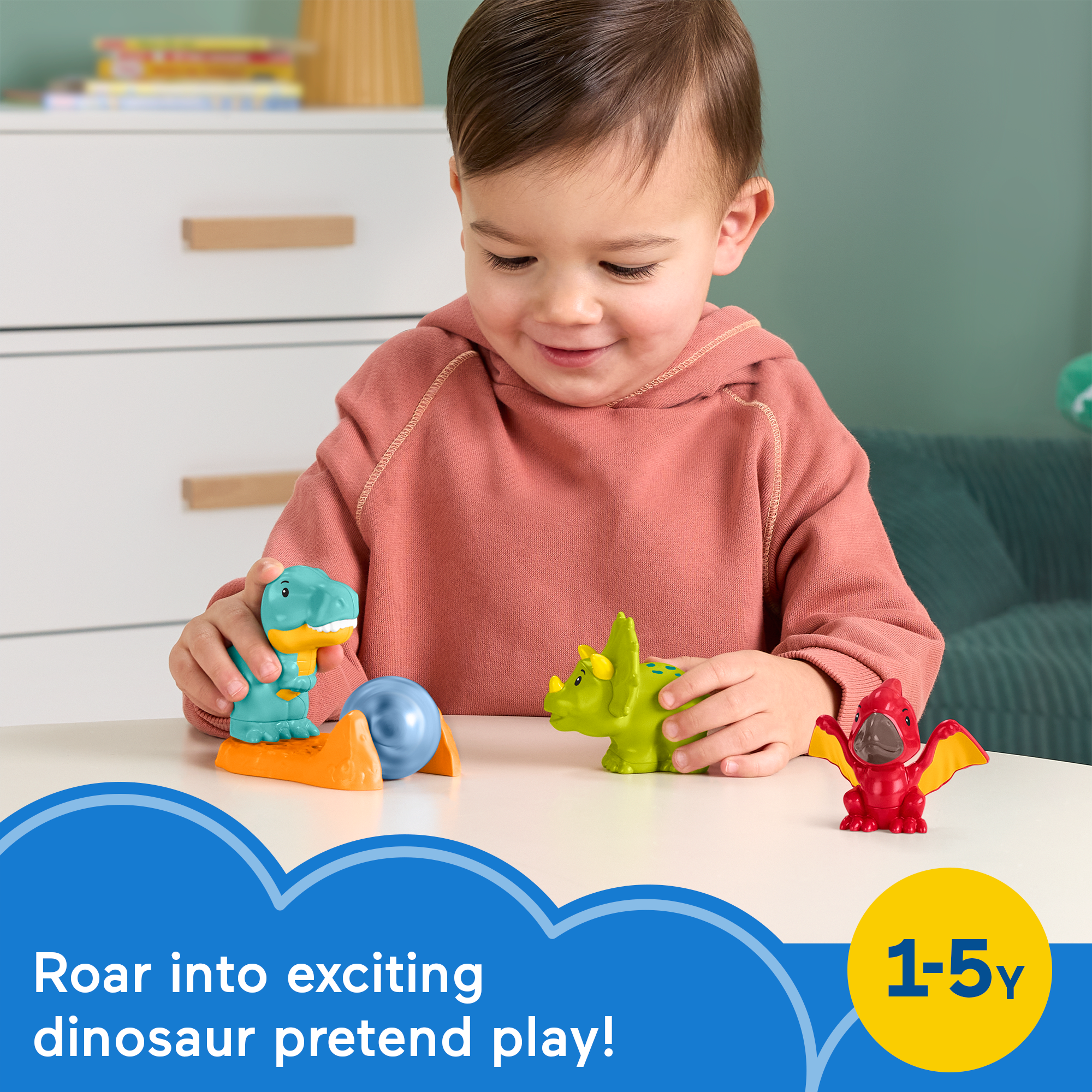 Fisher-Price Little People Friendly Dinosaur Figure Pack Toddler Toy. 4 Pieces - Image 2