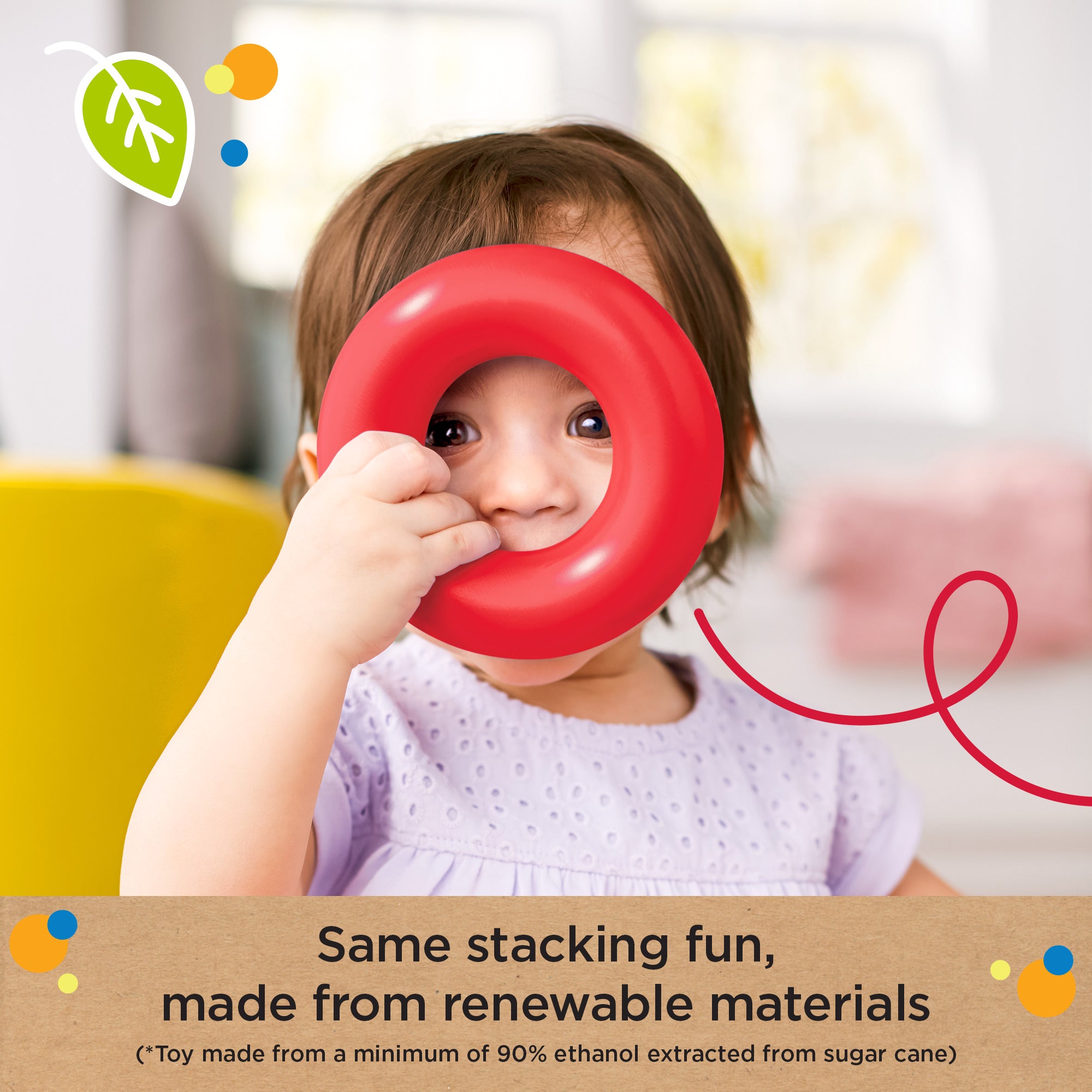 Fisher-Price Rock-A-Stack Ring Stacking Toy For infants. Made With Plant-Based Materials - Image 4