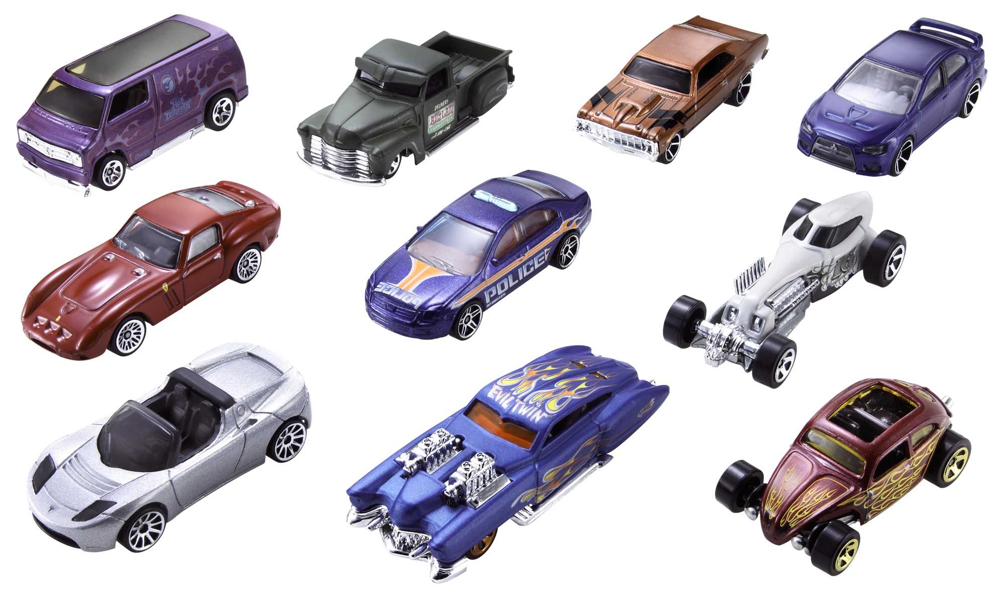 Hot Wheels Set Of 10 1:64 Scale Toy Trucks And Cars For Kids & Collectors - Image 2
