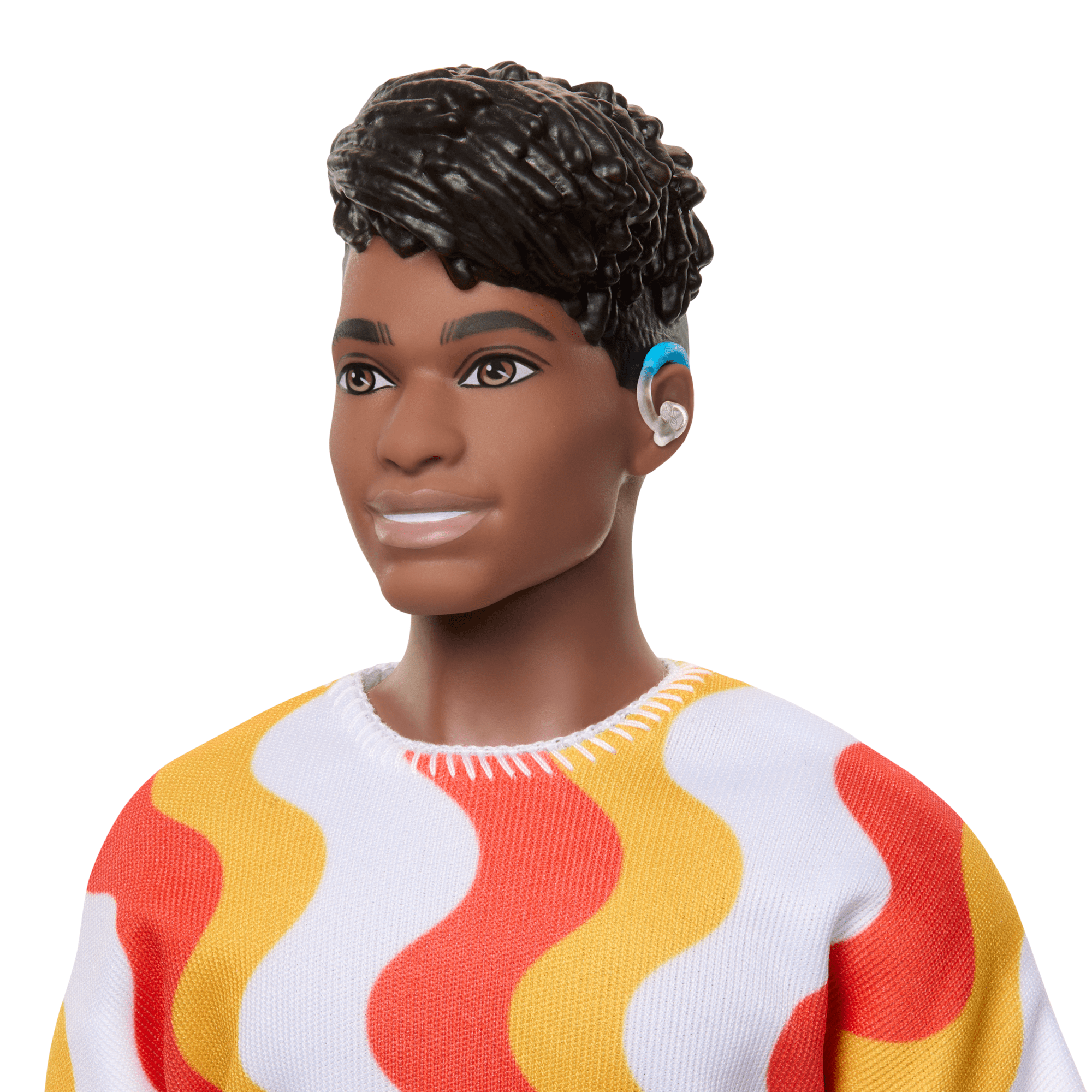 Barbie Fashionistas Ken Doll #220 With Hearing AIds Wearing An Orange Shirt & Jelly Shoes - Image 3
