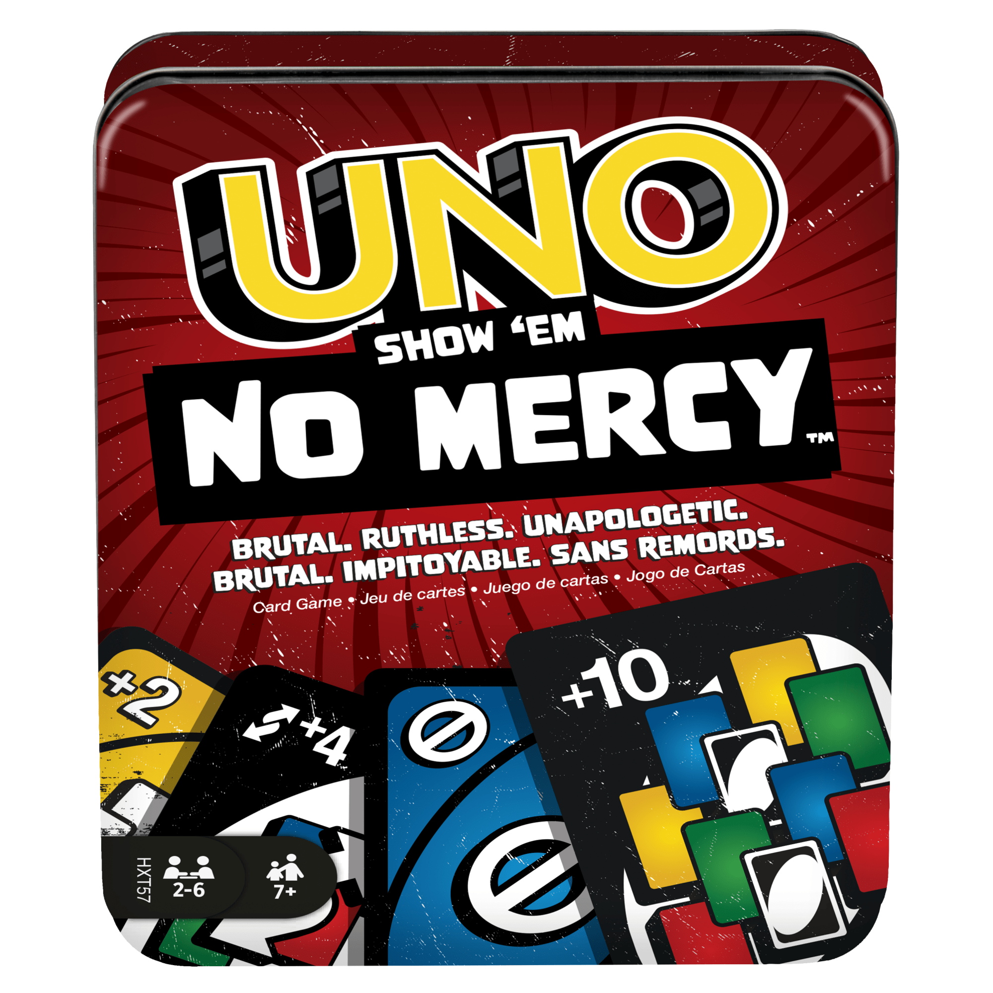 UNO Show 'Em No Mercy Card Game in Storage & Travel Tin For Kids. Adults & Family Nights & Parties