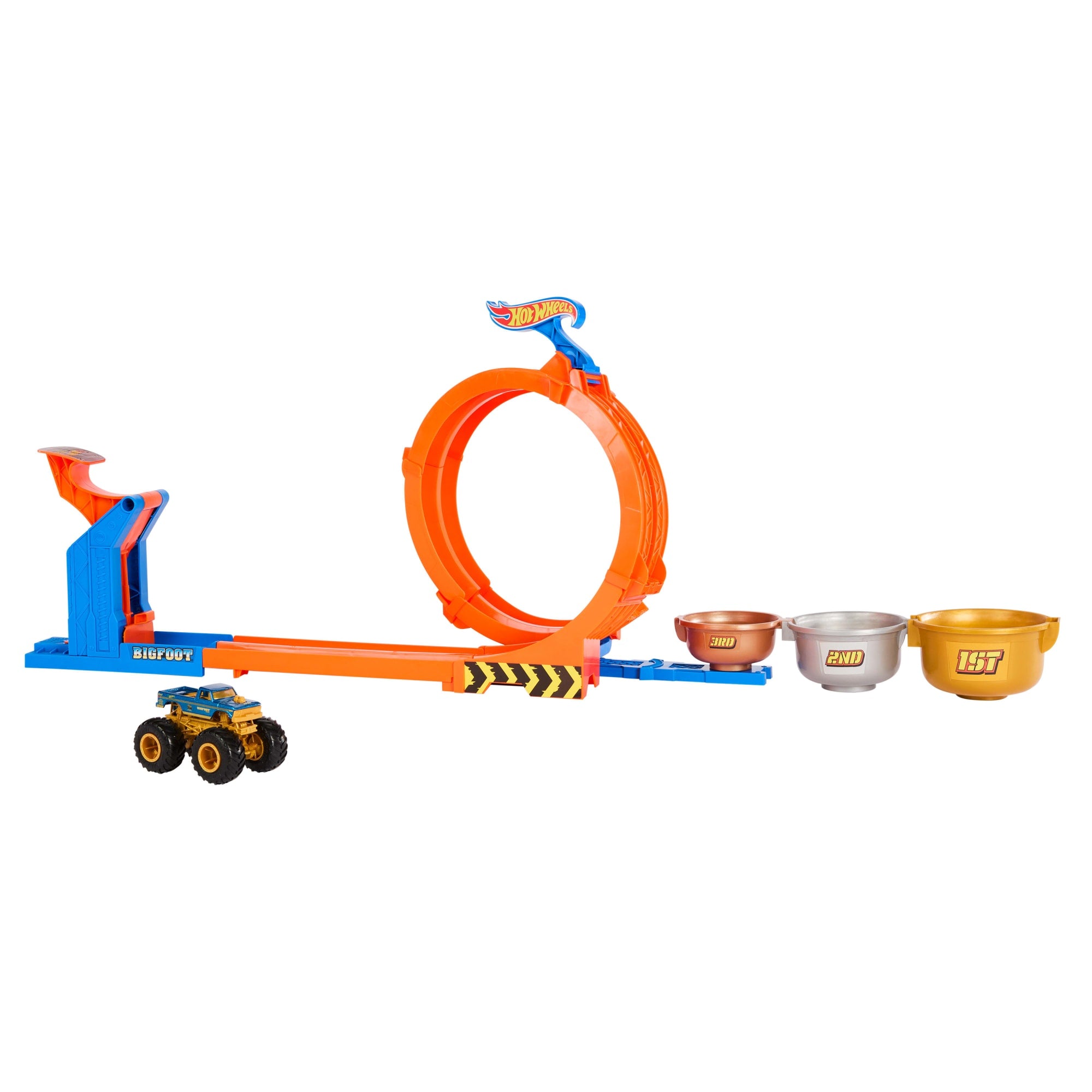 Hot Wheels Monster Trucks Pista de Brinquedo Troféu Bigfoot Giros Extremos - Image 5
