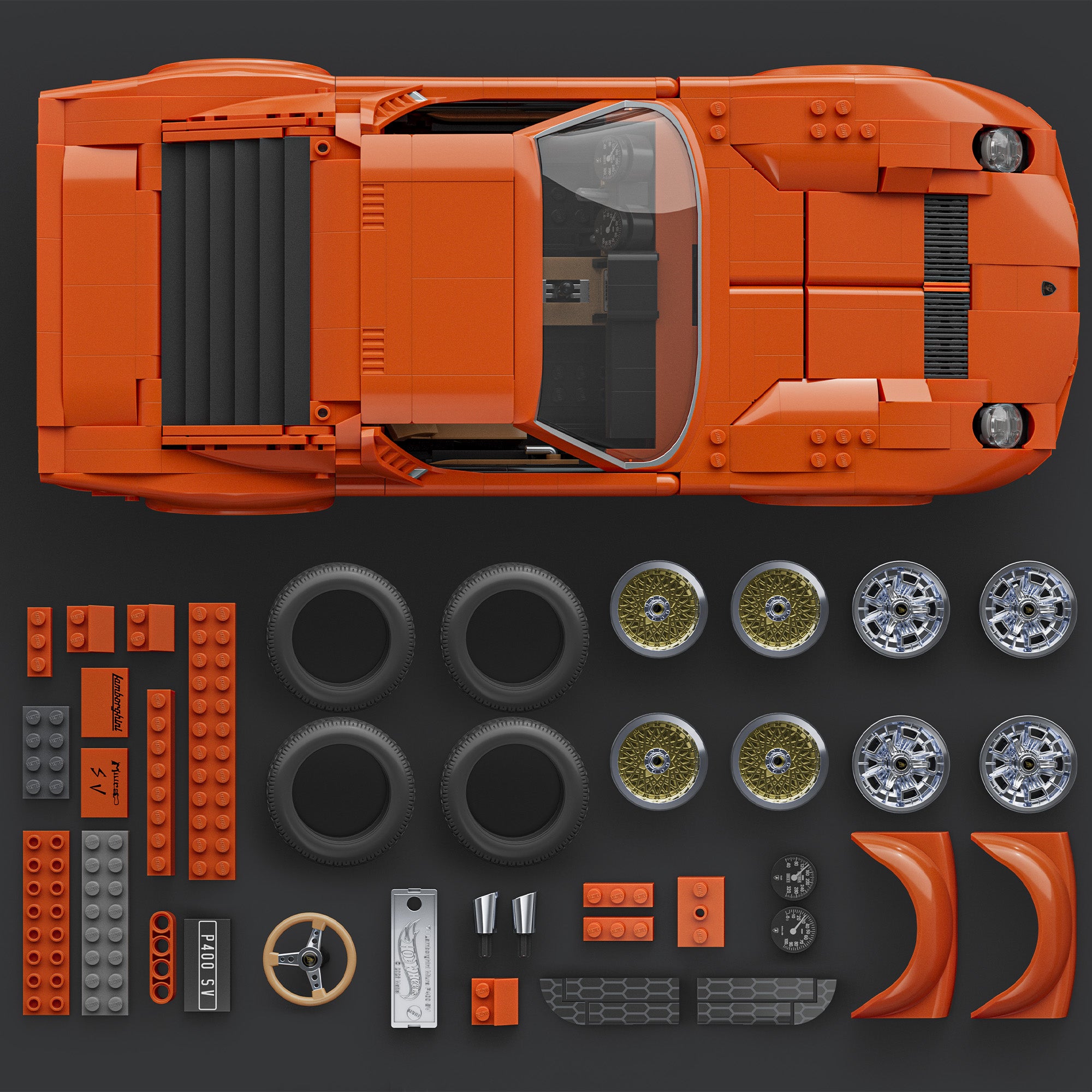 Mattel Brick Shop Hot Wheels Lamborghini Miura P400 SV Collectible Building Set - Image 4