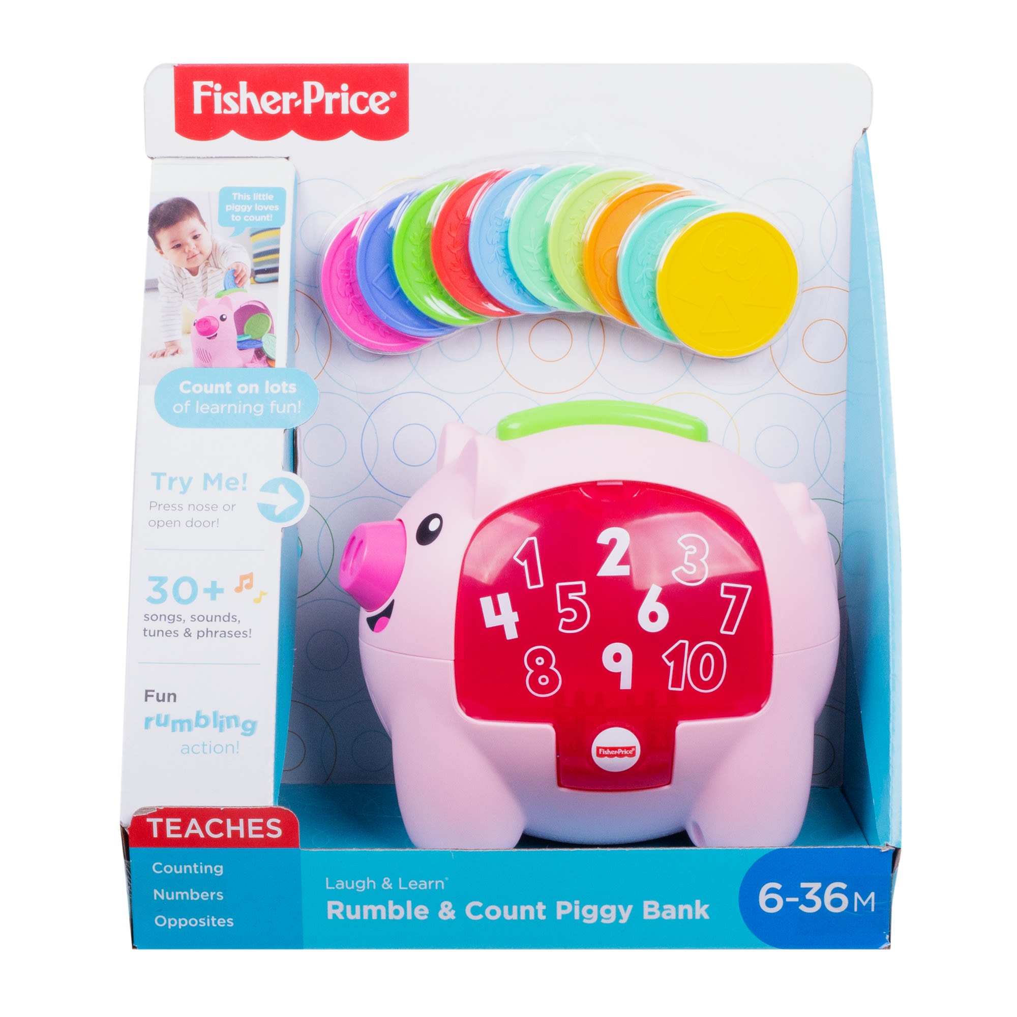 Fisher-Price Laugh & Learn Count & Rumble Piggy Bank Baby & Toddler Toy With Music & Motion - Image 6