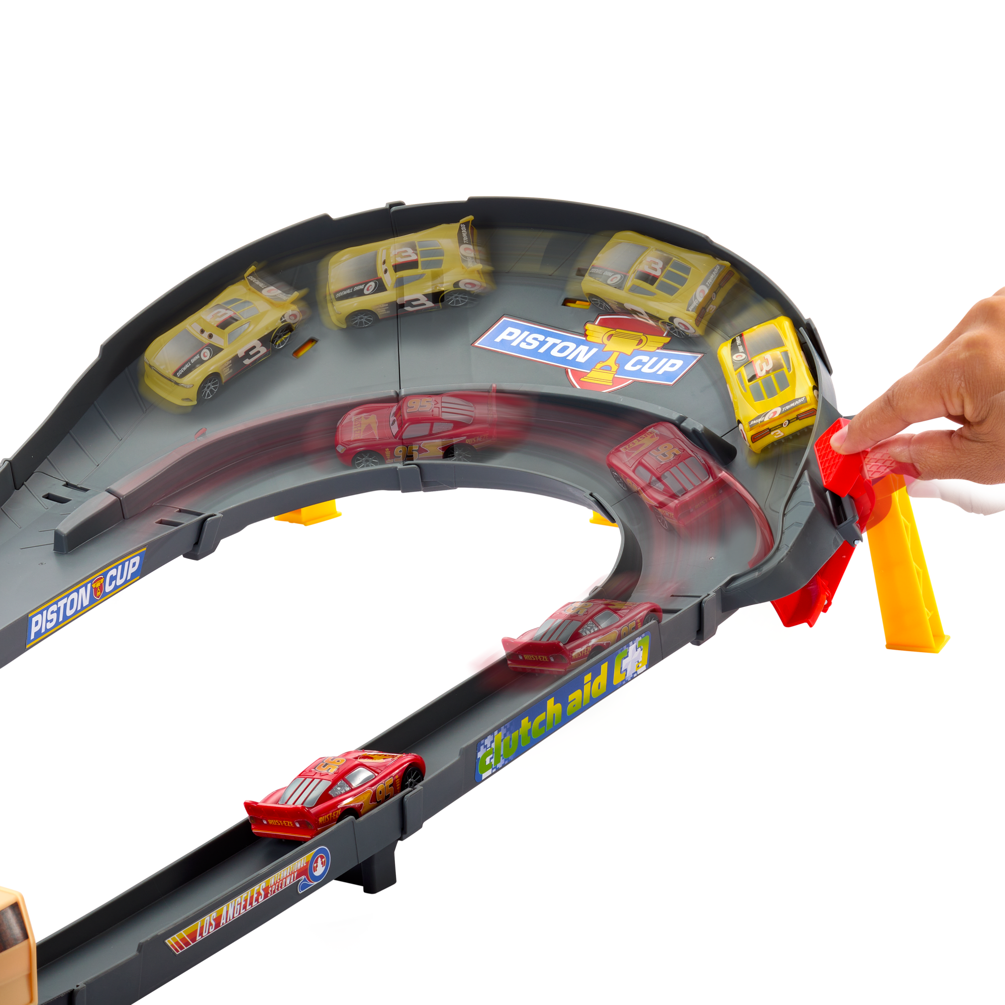 Disney And Pixar Cars Nascar Lane Change Race Playset With 2 Toy Vehicles. Includes Lightning Mcqueen - Image 3