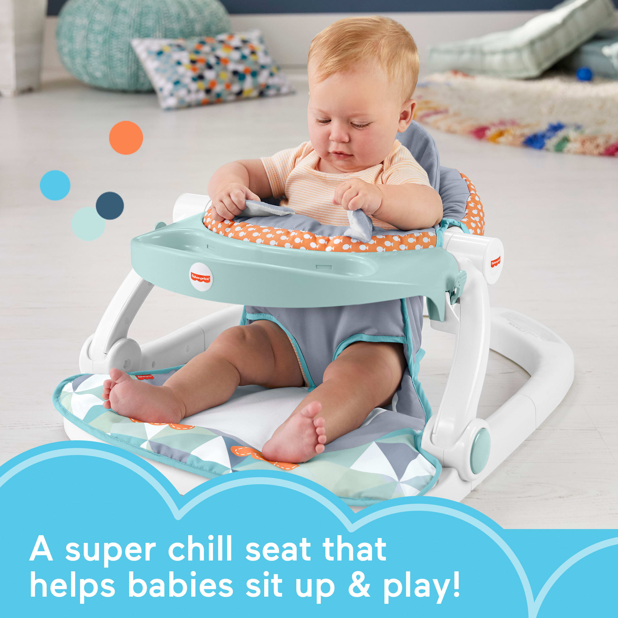 Fisher-Price Sit-Me-Up Floor Seat Portable Baby Chair With Snack Tray & Toys. Penguin Island - Image 2
