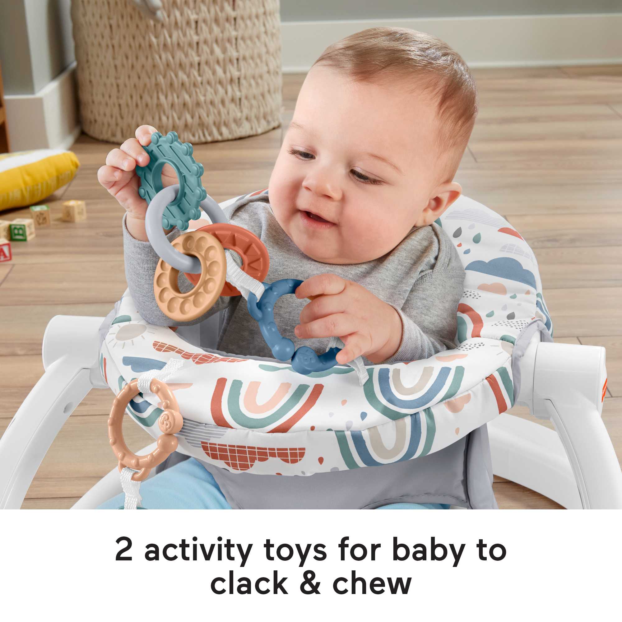 Fisher-Price Sit-Me-Up Floor Seat Portable Baby Chair With Toys. Rainbow Showers - Image 3