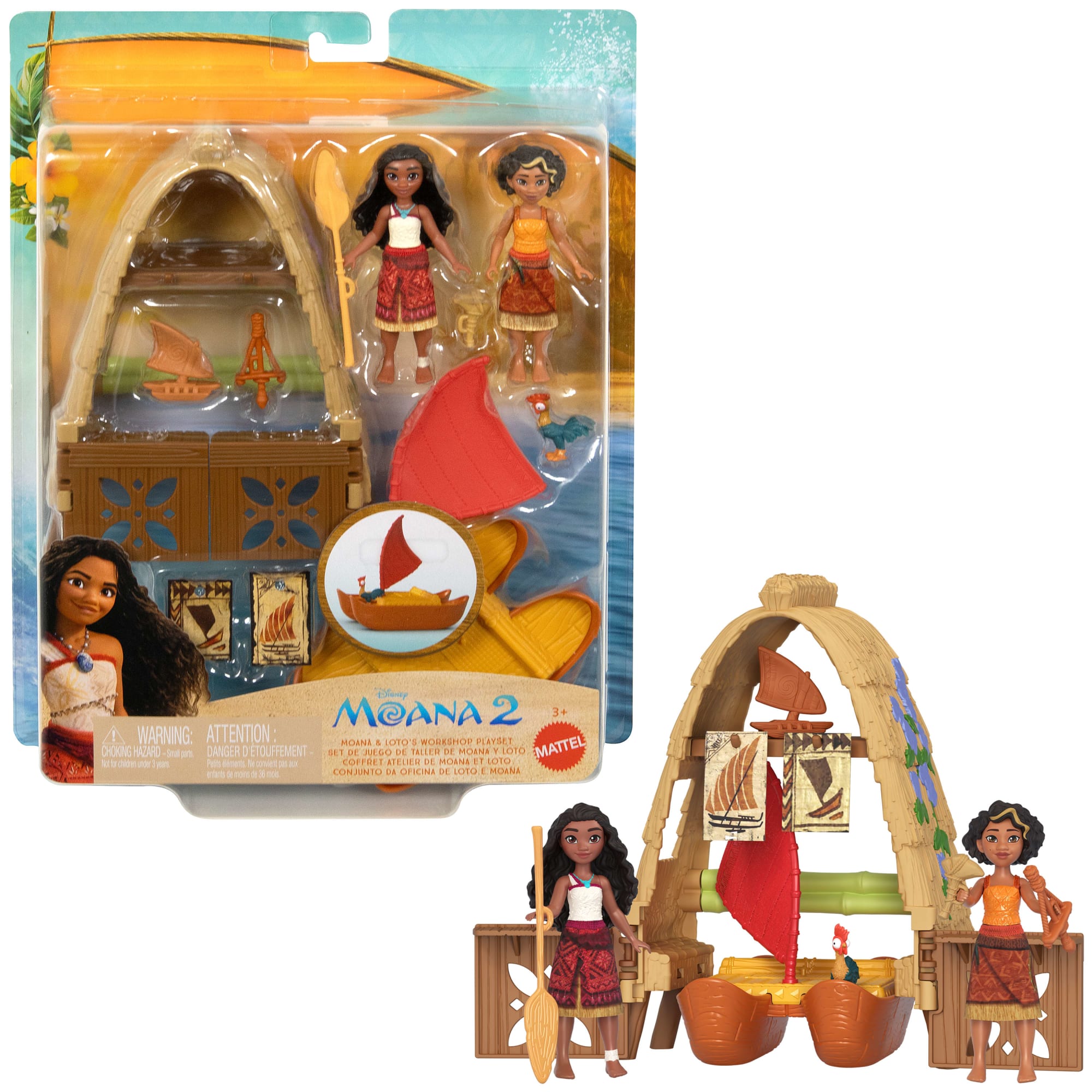 Disney Moana 2 Toys. Moana & Loto's Workshop Playset. 2 Small Dolls. Friend Figure. Boat & Accessories