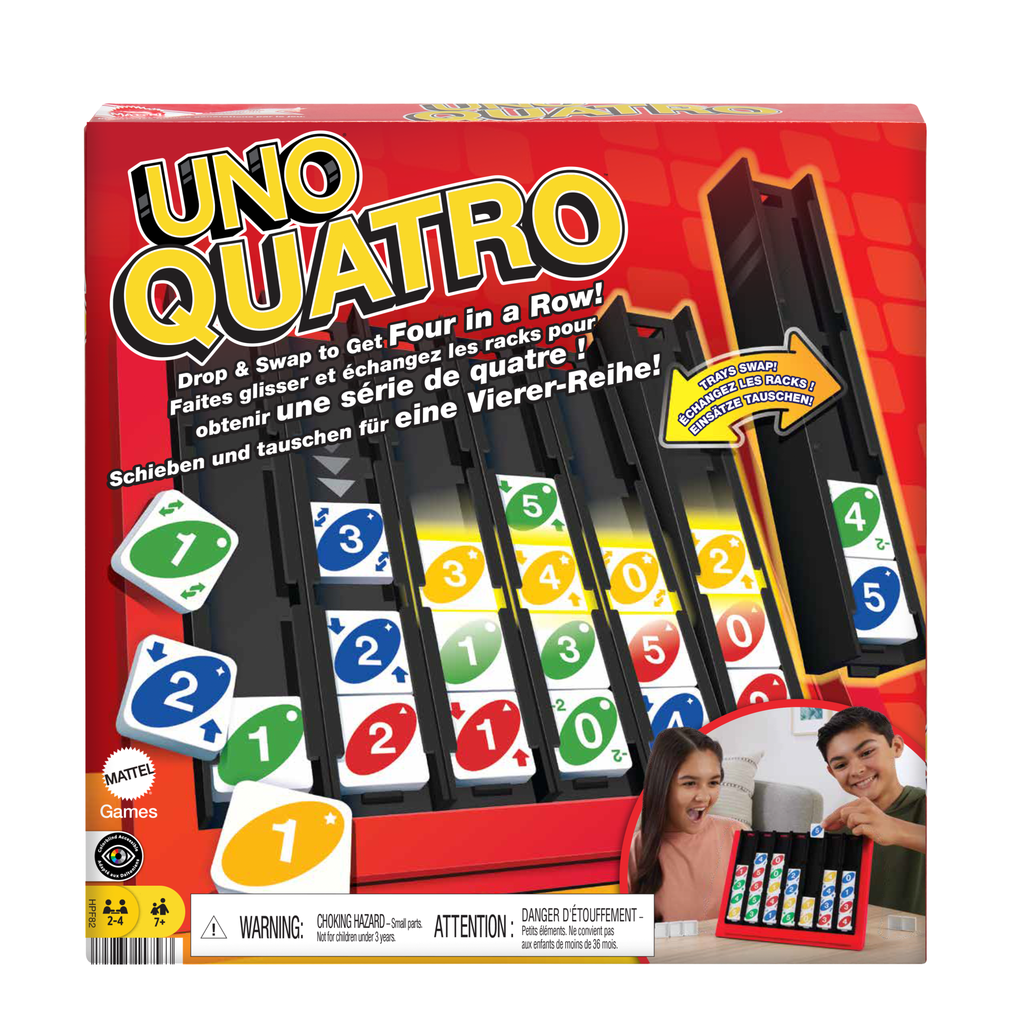 UNO Quatro Game For Adult. Family & Game Night. 2 To 4 Players. Ages 7 Years & Up