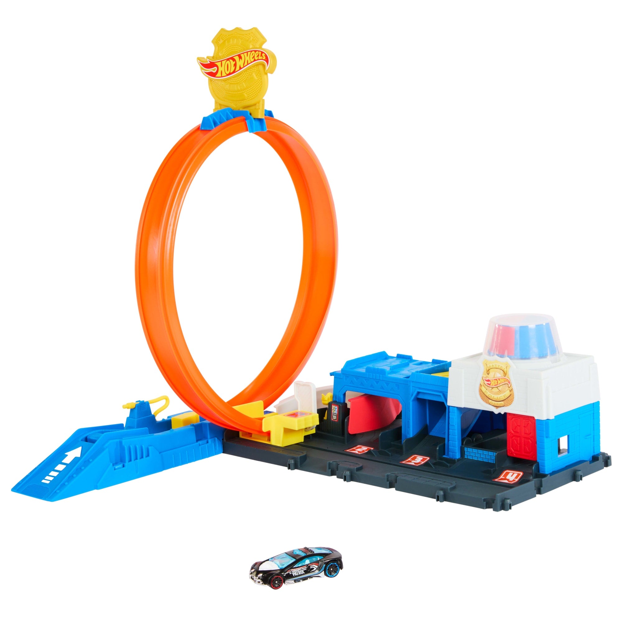 Hot Wheels City Super Police Station Playset With 1:64 Scale Police Toy Car & Adjustable Track Loop - Image 4