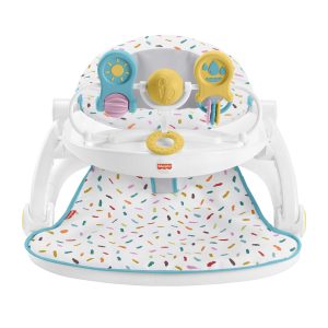 Fisher-Price Deluxe Sit-Me-Up Floor Seat Portable Baby Chair With Toy Bar. Rainbow Sprinkles
