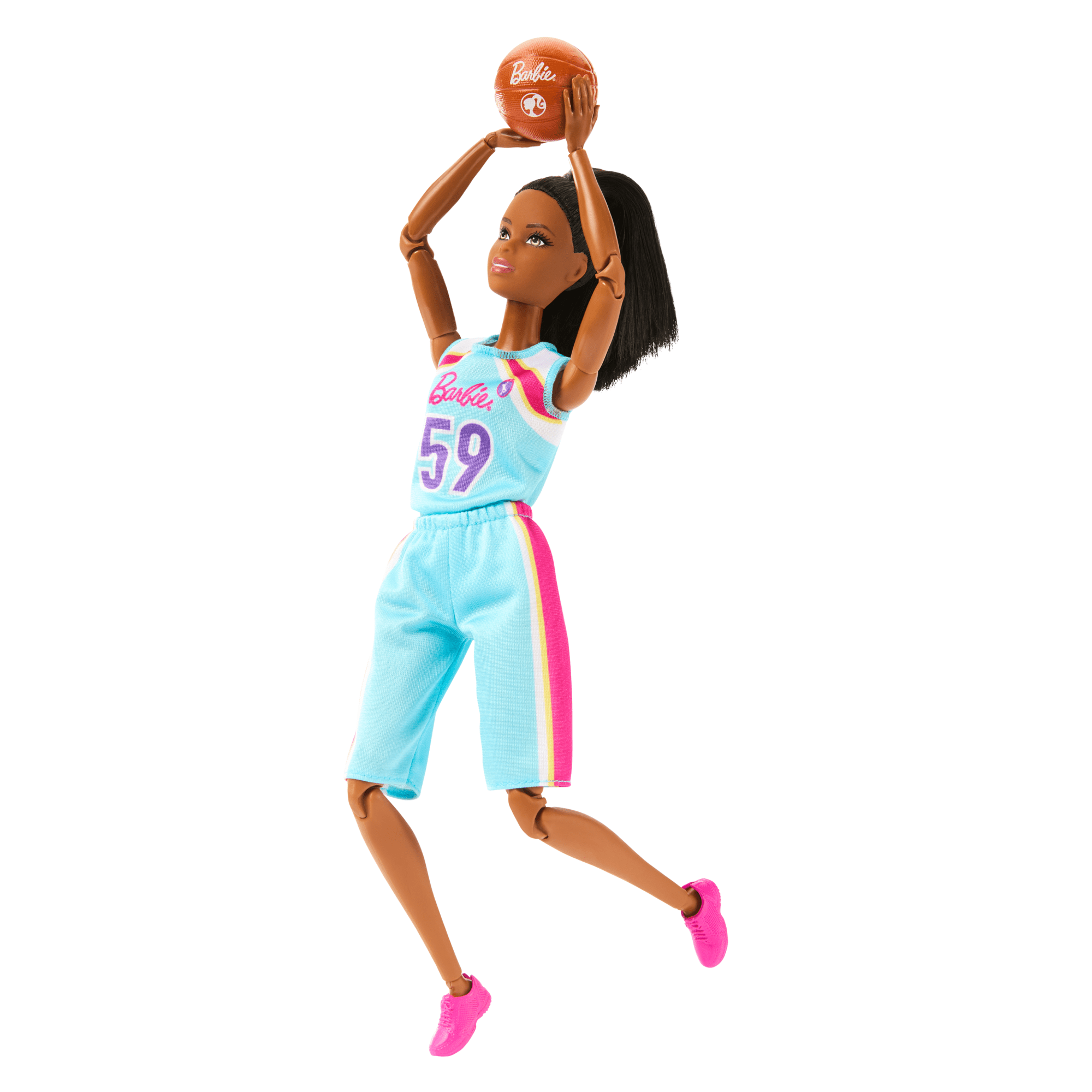 Barbie Made To Move Basketball Player Doll & Accessories. Brunette Doll Wearing Uniform With Ball - Image 3