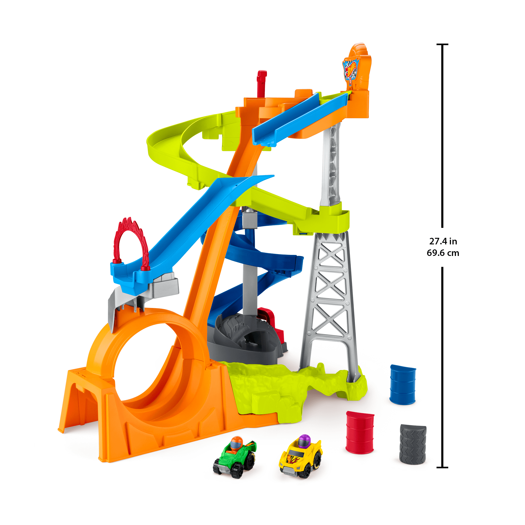 Little People Hot Wheels Spiral Stunt Speedway Toddler Race Track Playset. 2 Toy Cars - Image 6